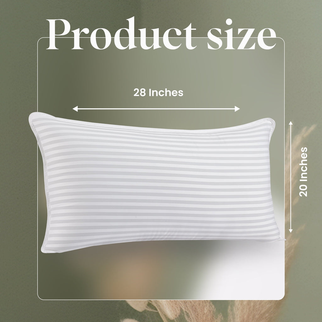 Ergonomic Memory Foam Bed Pillow with White Stripes - Set of 2 - Ultra Cozy & Relaxing For Adults, (Queen, 28"L x 20" W) - Hotel Quality Plush Sleeping Pillows Detail