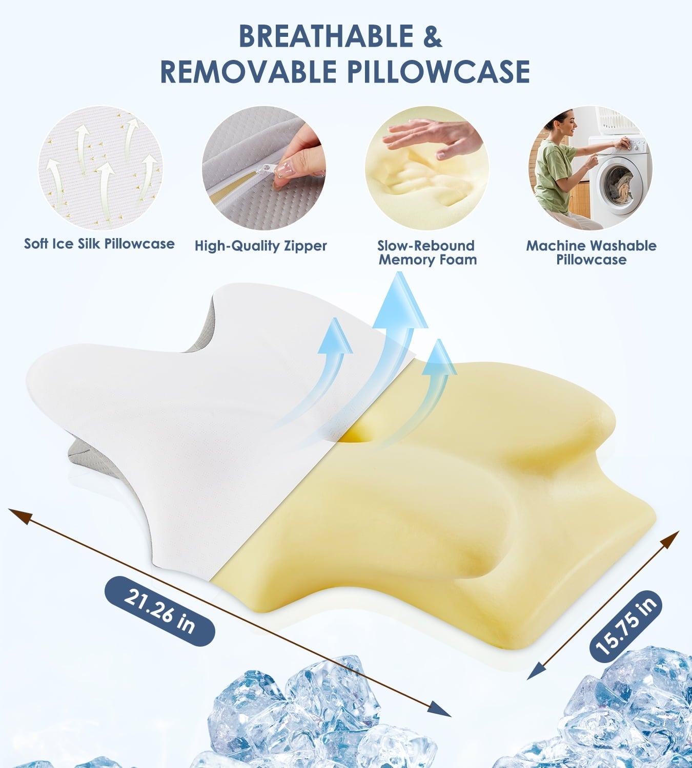 Decorative Plump Cervical Pillow for Neck Pain Relief, Contour Memory Foam Pillows, Odorless Ergonomic Neck Pillow Adjustable Orthoped... - Hotel Quality Plush Sleeping Pillows Detail