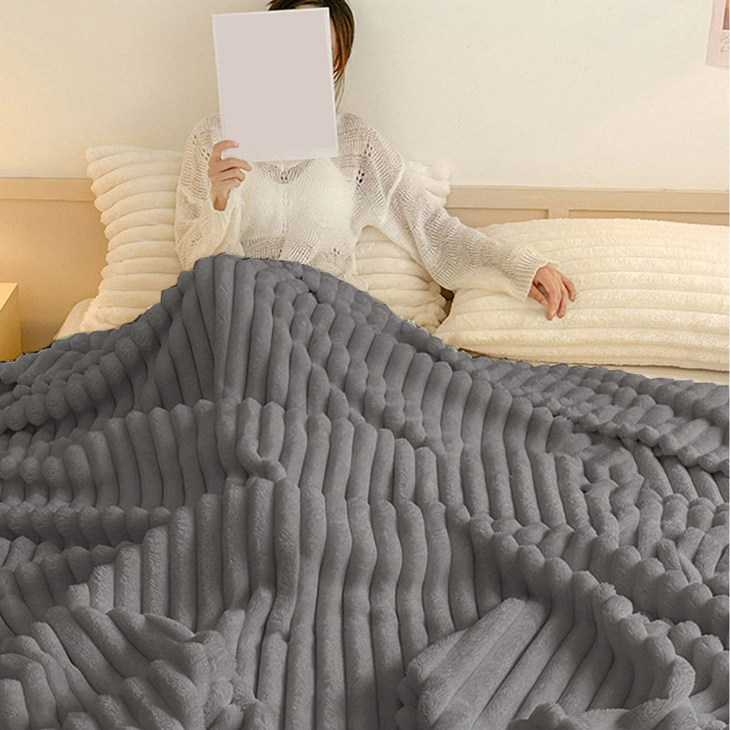 Cozy Fleece Bunny Blanket, Super Soft & Warm Faux Rabbit Fur Throw Blanket, Lightweight Microfiber Machine Washable for Bedroom, ... - Cozy Fleece Throw Blanket for Couch & Bed Detail
