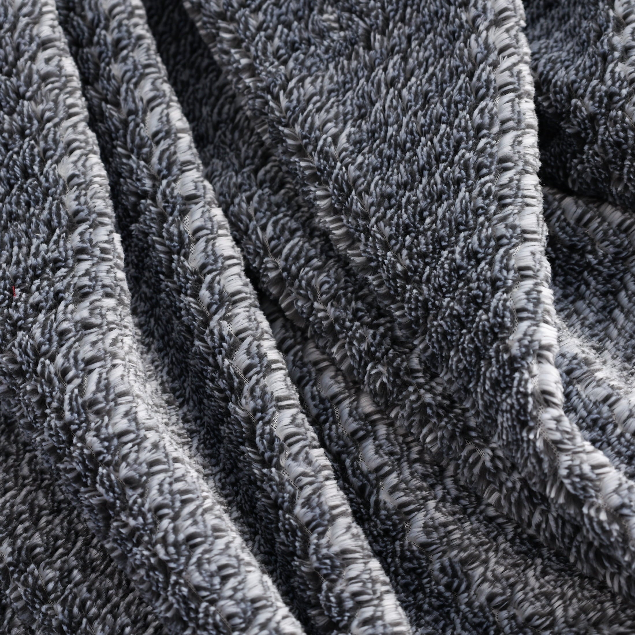 Cozy Fleece Plush Textured Heathered Soft Oversized Throw Blanket, Gray - Cozy Fleece Throw Blanket for Couch & Bed Detail