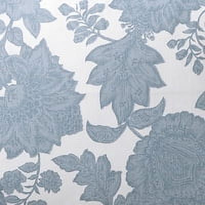 Fluffy Down Alternative Veronica 3-Piece Blue Floral Cotton Slub Comforter Set, King - Luxurious Quilted Duvet Cover Set Detail