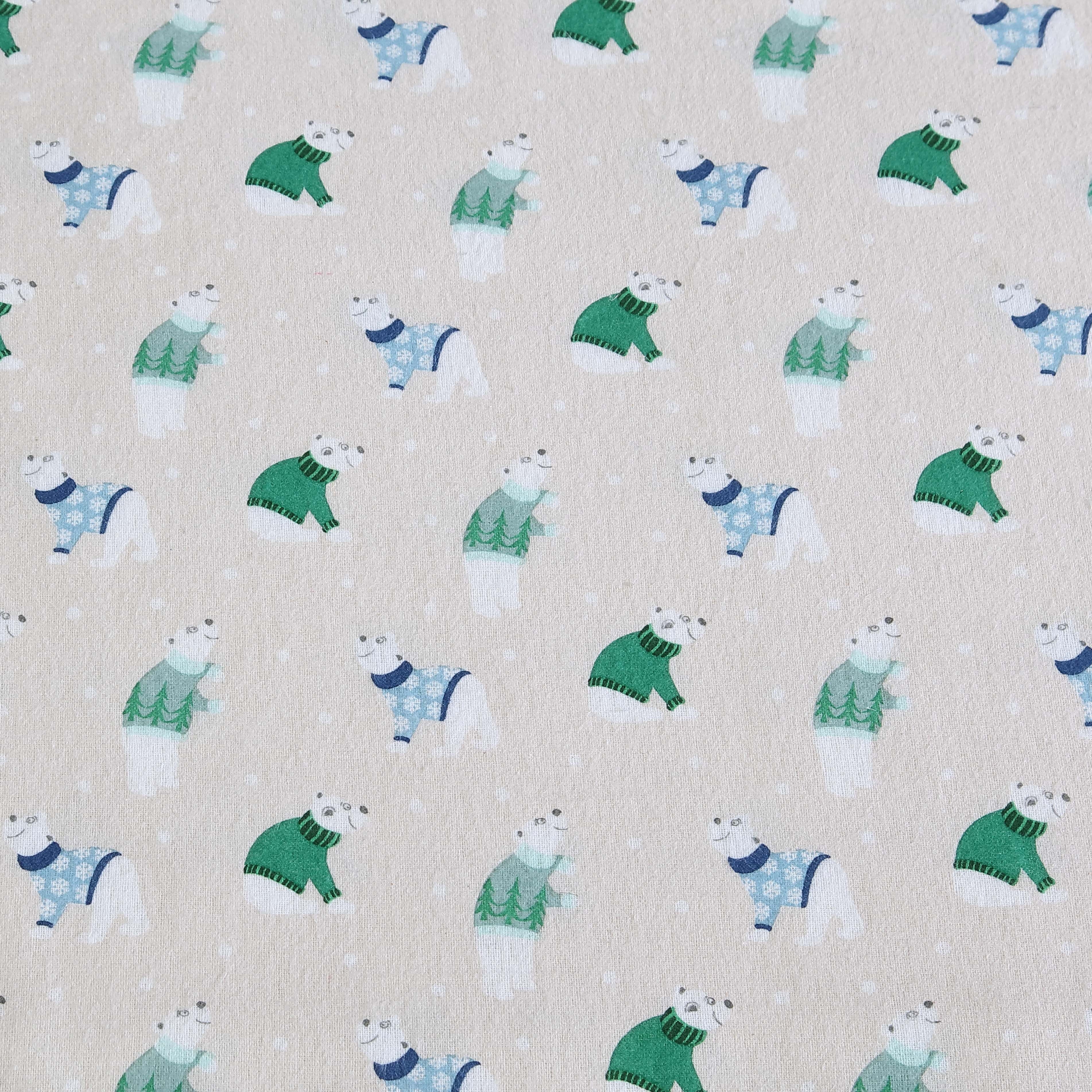 Premium Egyptian Cotton Winter Nights Cotton Flannel Sheet Set, King, Holiday Bears - Luxury Bed Sheet Set with Deep Pockets Detail