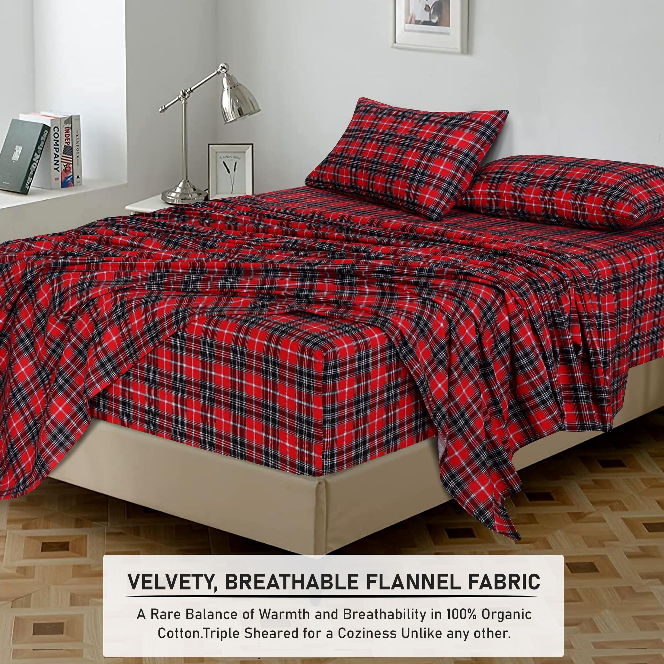 Cooling Sateen Flannel Sheets Queen Size - 100% Cotton Double Brushed Bed Sheets, Deep Pockets 16 Inches Queen Sheet Set, All Season... - Luxury Bed Sheet Set with Deep Pockets Detail