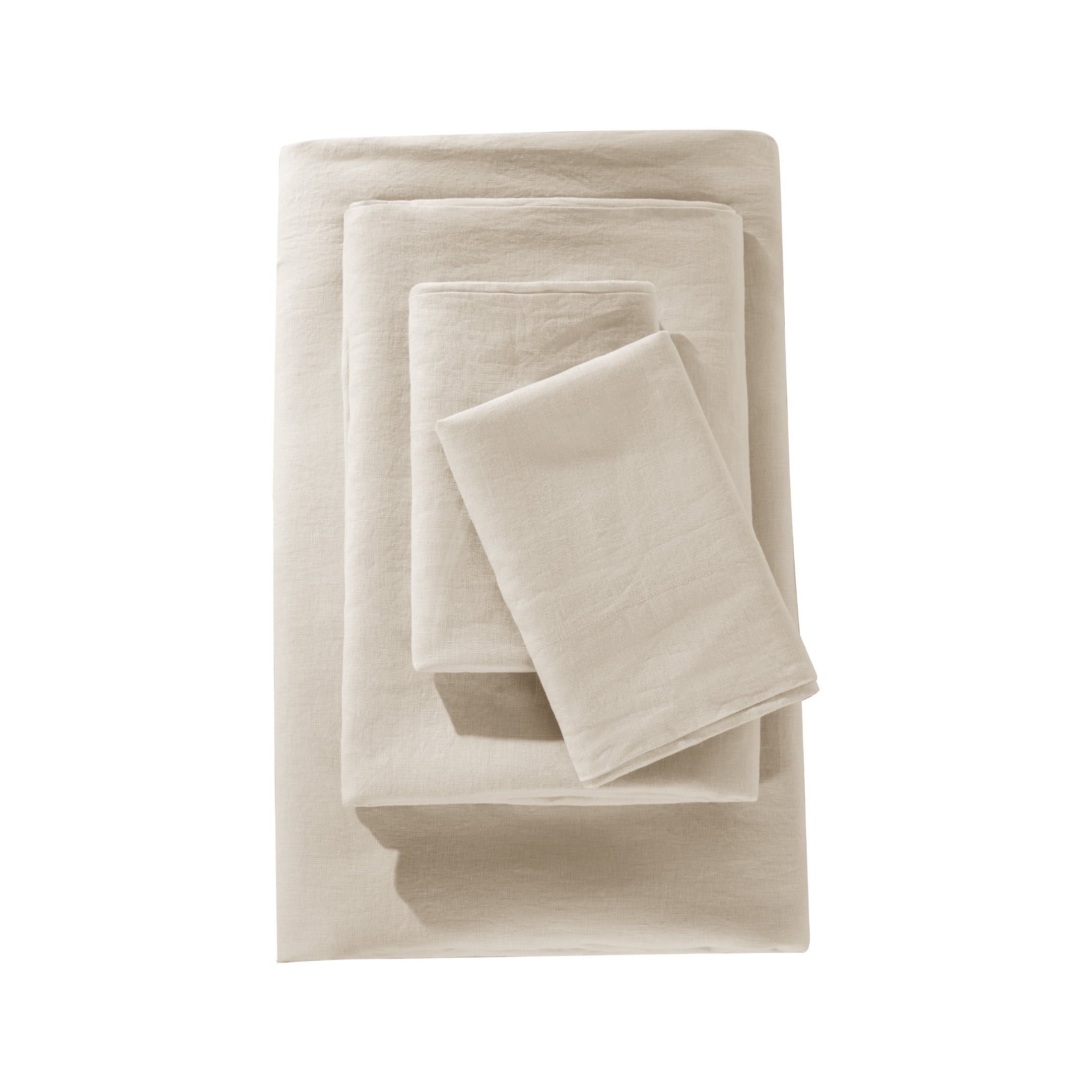 Ultra-Soft Natural Linen Cotton Bed Sheets Set, Deep Pocket - Breathable - Durable - 4 Pieces (Linen, Queen) - Cooling Hotel Quality Bedding Sheets and Pillowcases Detail
