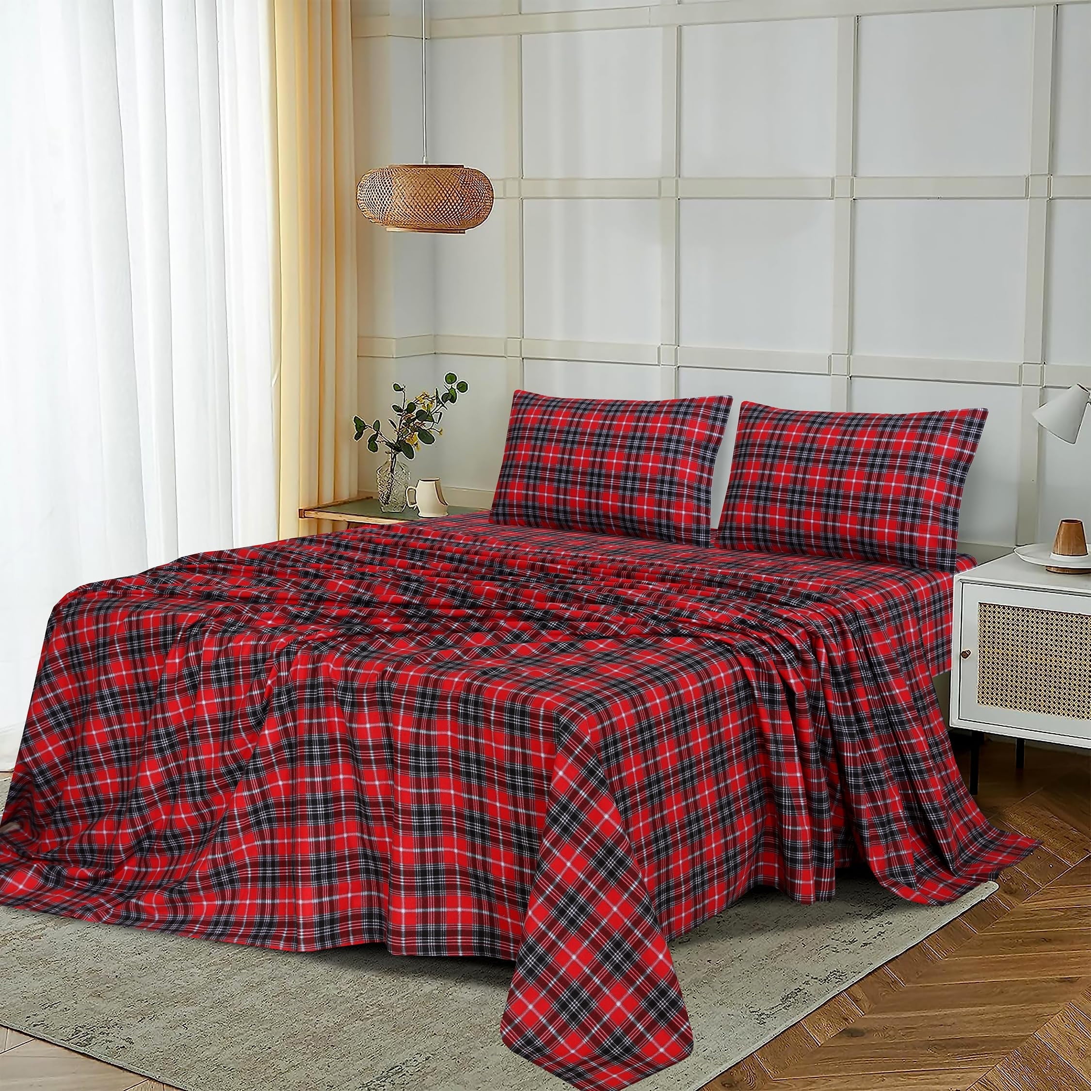 Cooling Sateen Flannel Sheets Queen Size - 100% Cotton Double Brushed Bed Sheets, Deep Pockets 16 Inches Queen Sheet Set, All Season... - Luxury Bed Sheet Set with Deep Pockets Detail