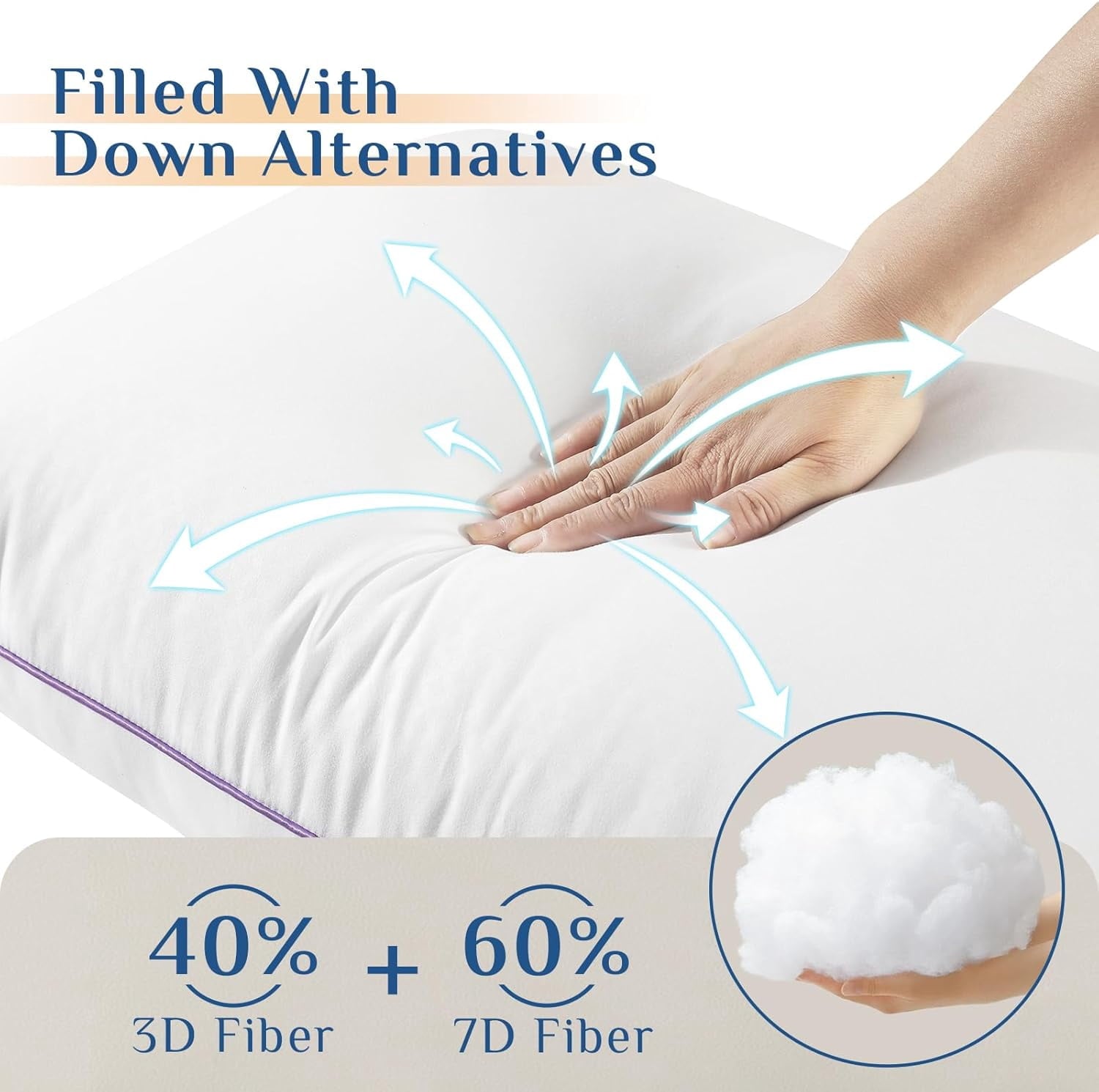 Decorative Plump Set of 4, Cooling and Supportive Bed with Super Soft Down Alternative Fill, Luxury Fluffy Hotel Quality for Side, Bac... - Hotel Quality Plush Sleeping Pillows Detail