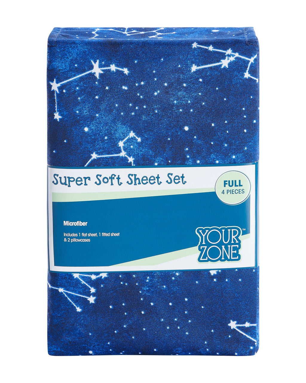 Ultra-Soft Kids Soft Microfiber Sheet Set, Navy Blue Stars, Full, 4 Pieces, Easy Care - Premium Ultra-Soft Pillowcase Pair for Sleeping Detail