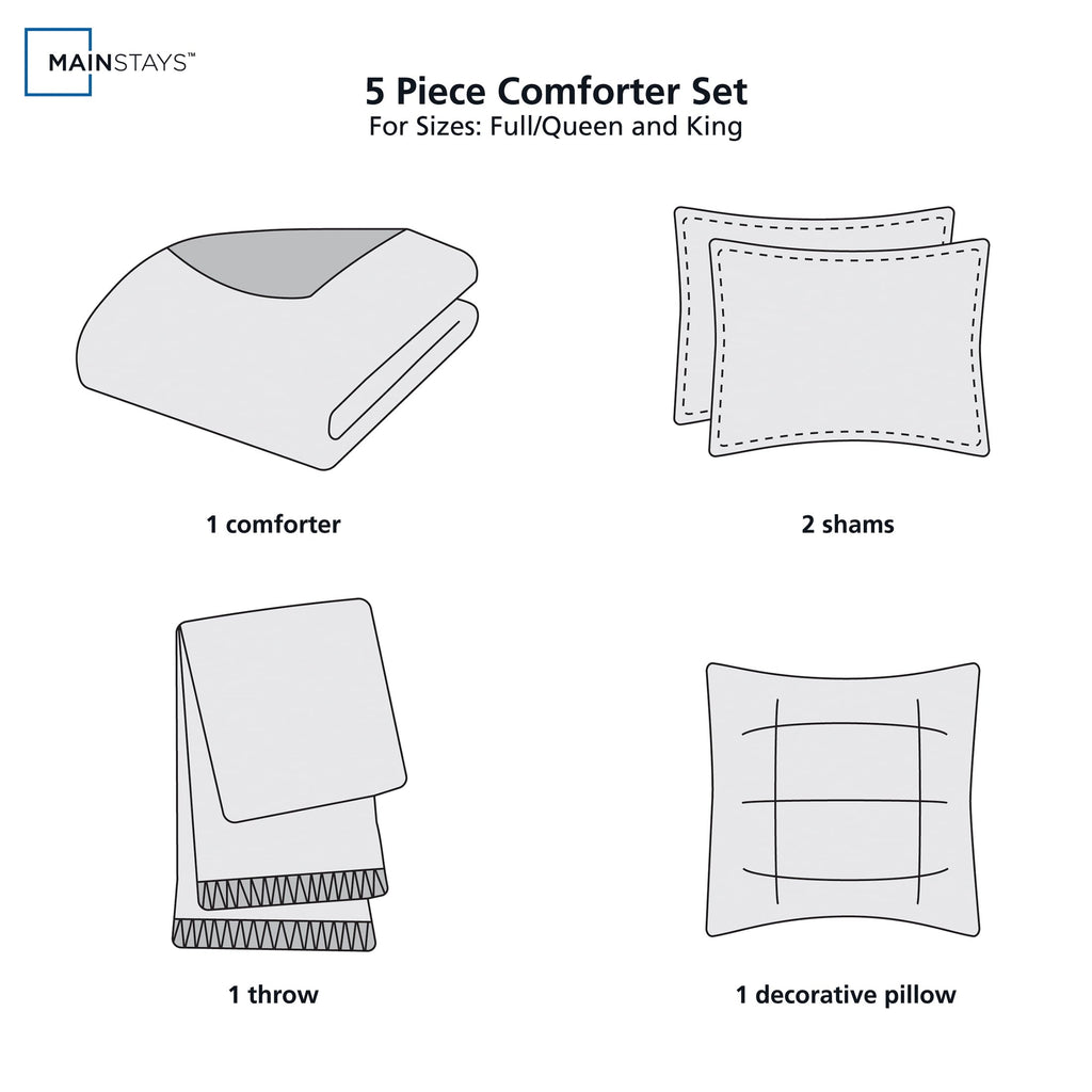 Fluffy Down Alternative 5-Piece Papyrus Beige Waffle Comforter Set, Full/Queen - Hypoallergenic Ultra-Fluffy Quilt for Winter Detail