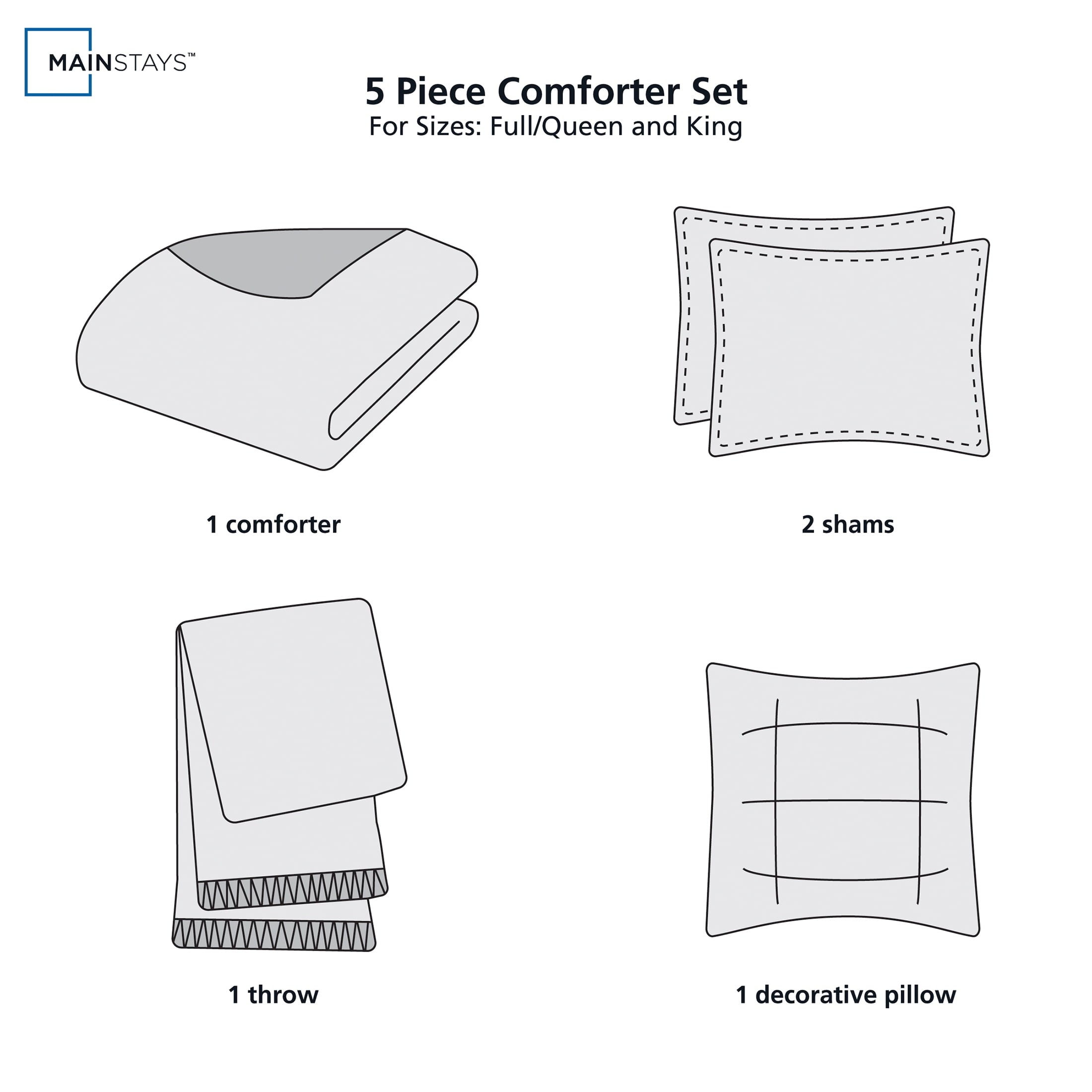 Fluffy Down Alternative 5-Piece Papyrus Beige Waffle Comforter Set, Full/Queen - Hypoallergenic Ultra-Fluffy Quilt for Winter Detail