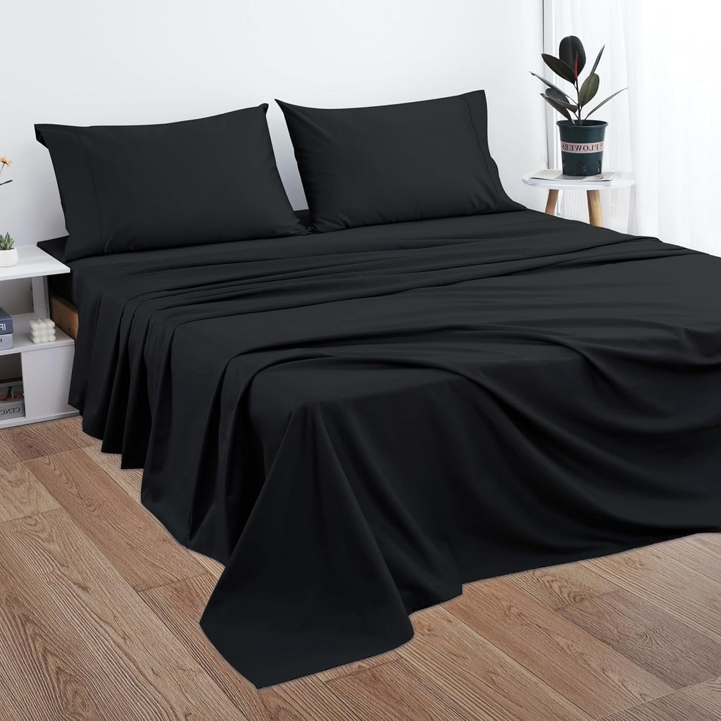 Ultra-Soft Sheet Only, 600 Thread Count 100% Egyptian Top Sheet 1Pcs, Cool & Breathable Bed Sheets Wrinkle, Fade, Stain Resistan... - Breathable Egyptian Cotton Flat & Fitted Sheets Detail