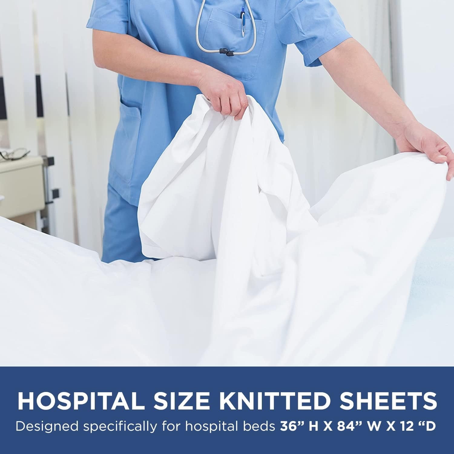Ultra-Soft 2 Pack Fitted Hospital Bed Sheets with Elastic All Around for a Perfect Fit - Cotton Rich Soft Knitted Jersey Sheet, ... - Cooling Hotel Quality Bedding Sheets and Pillowcases Detail