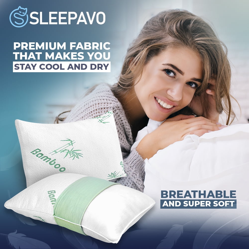 Ergonomic Memory Foam Memory Foam Pillows Queen Size Set of 2 - Cooling Bed Pillows for Sleeping - Back, Stomach, Side Sleeper Soft, Comfy ... - Decorative Throw Pillow Cushion for Sofa & Bed Detail