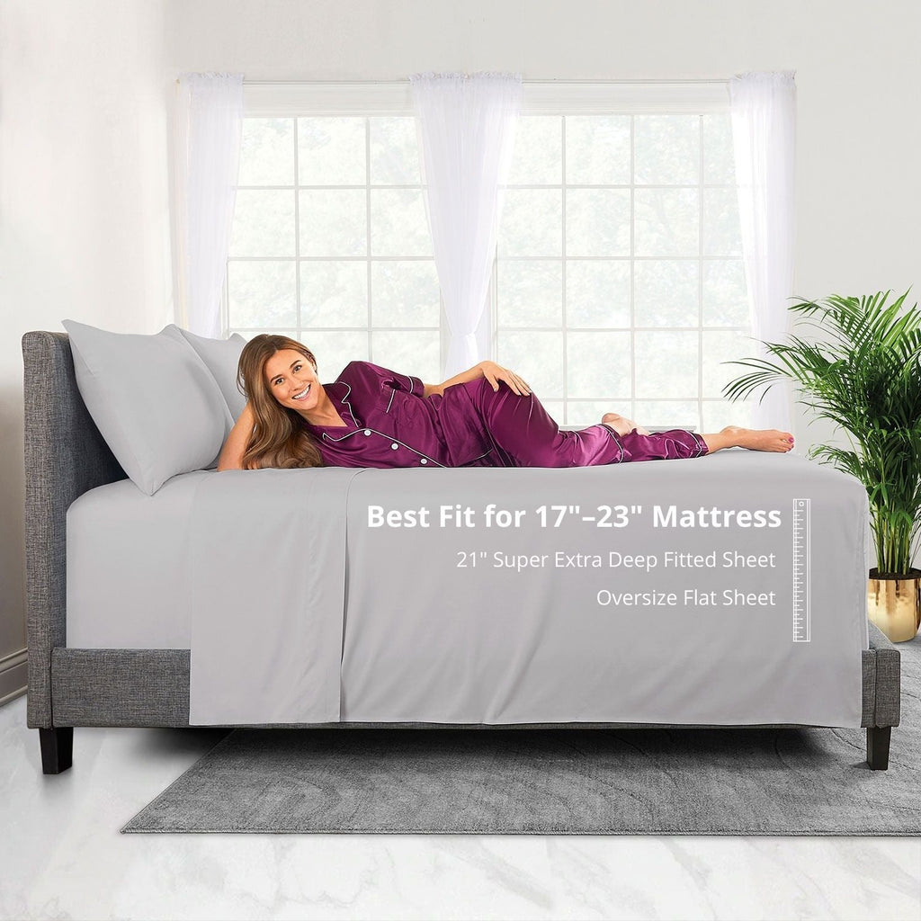 Breathable Luxury Bedding 21” King Extra Deep Pocket Sheets - Deep King Fitted Sheet - Super And Ultra Deep Sheet - For Deep Mattress -... - Premium Ultra-Soft Pillowcase Pair for Sleeping Detail
