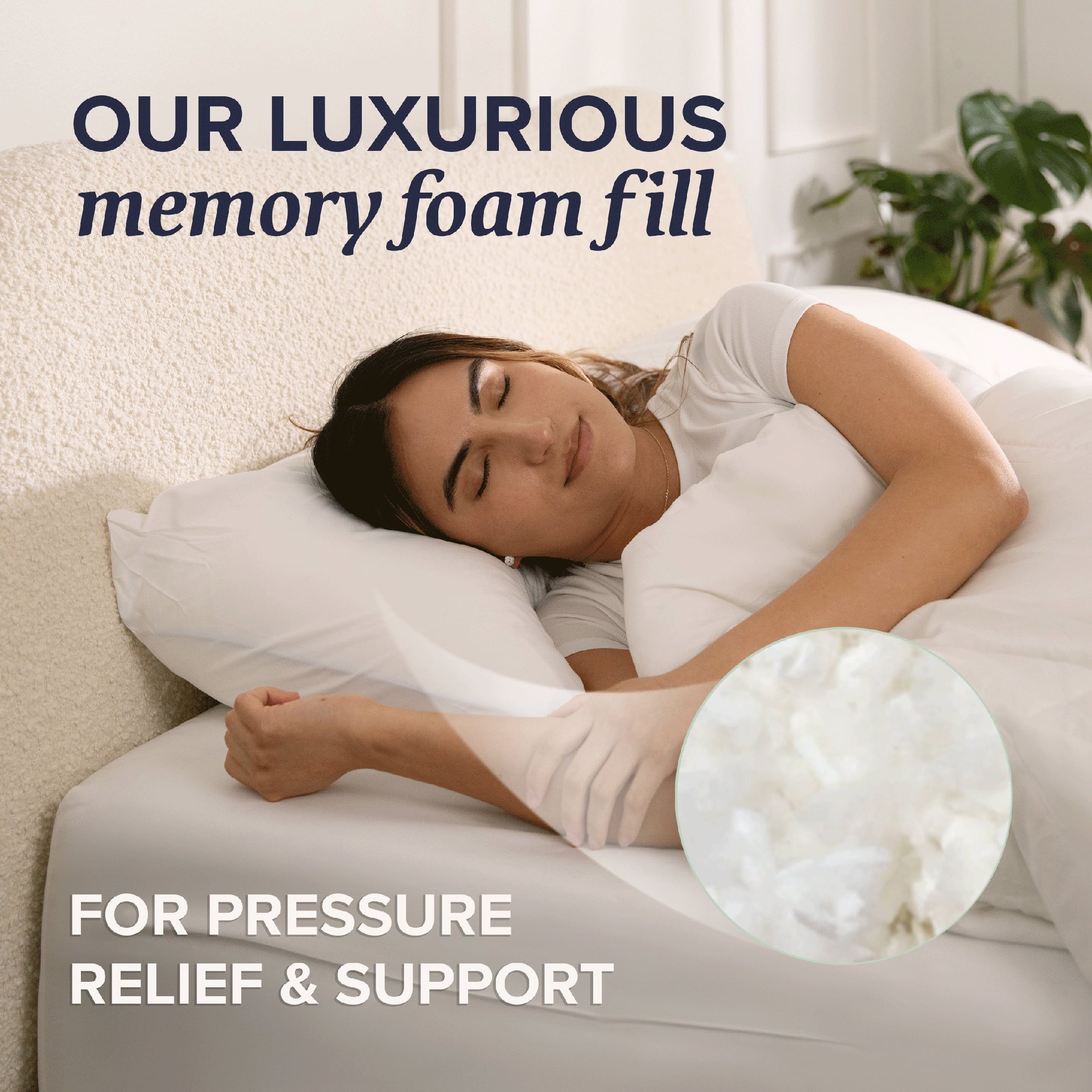 Orthopedic Support Customizable Memory Foam Queen Pillow 1Pack, Adult - Hotel Quality Plush Sleeping Pillows Detail
