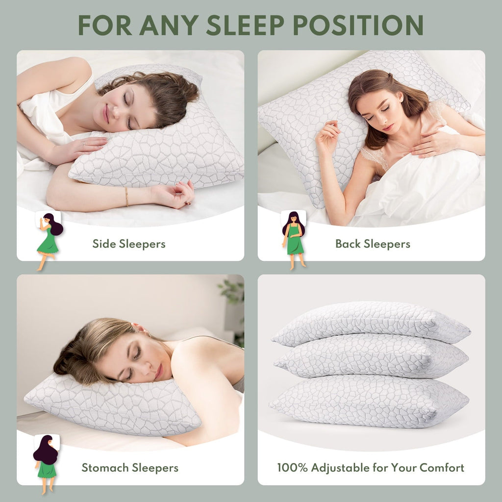 Decorative Plump Cooling Memory Foam Queen Pillows for bed 2 Pack,Adjustable Support & Heat Dissipation Tech for Side,Back,Stomach & H... - Decorative Throw Pillow Cushion for Sofa & Bed Detail