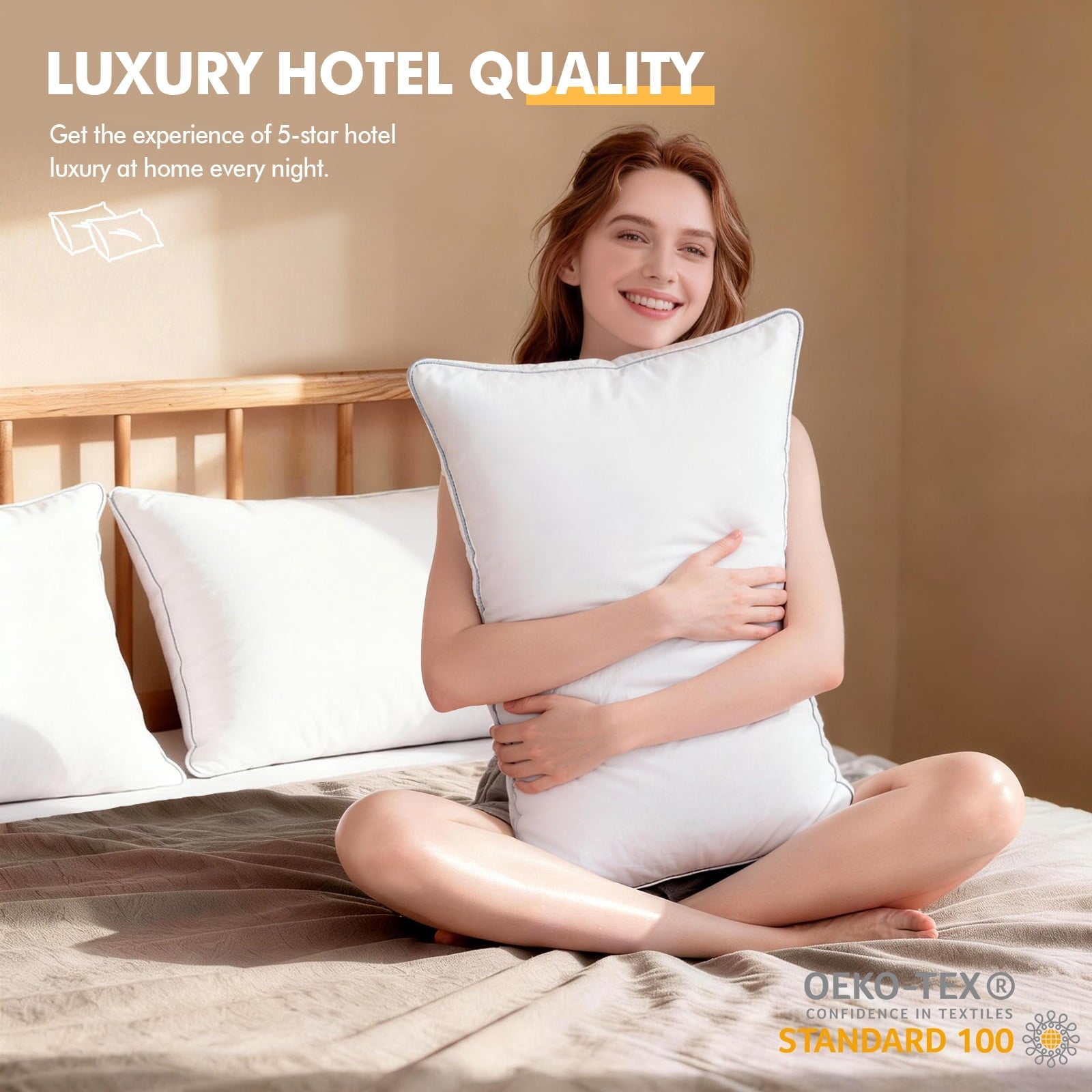 Fluffy Shredded Pillows Queen Size Set of 2, Bed Pillows for Side and Back Sleepers, Soft Down Alternative Pillows, Hotel Quality and... - Ergonomic Memory Foam Pillow for Neck Pain Support Detail