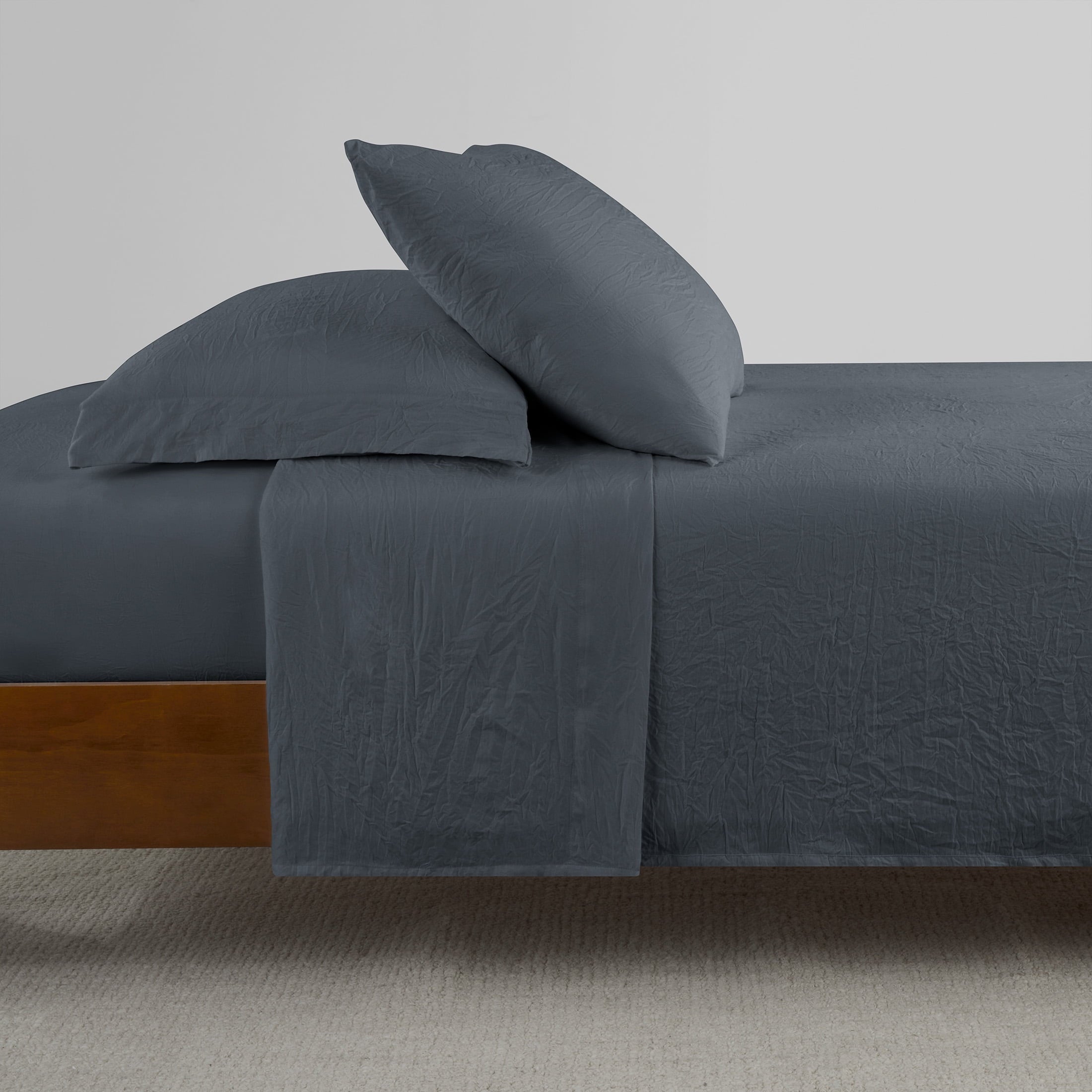 Ultra-Soft Microfiber Bed Sheet Set, Grey Stone, Full, 4 Pieces - Breathable Egyptian Cotton Flat & Fitted Sheets Detail