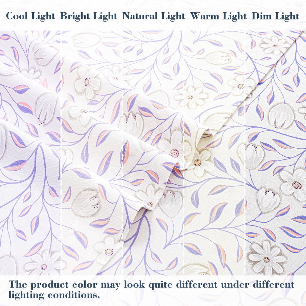 Wrinkle-Resistant 100% Cotton Full Size Sheets,4 Piece Pure Percale Bed Sheets Set Deep Pocket Fits Mattress Upto 15",floral vine pattern - Breathable Egyptian Cotton Flat & Fitted Sheets Detail