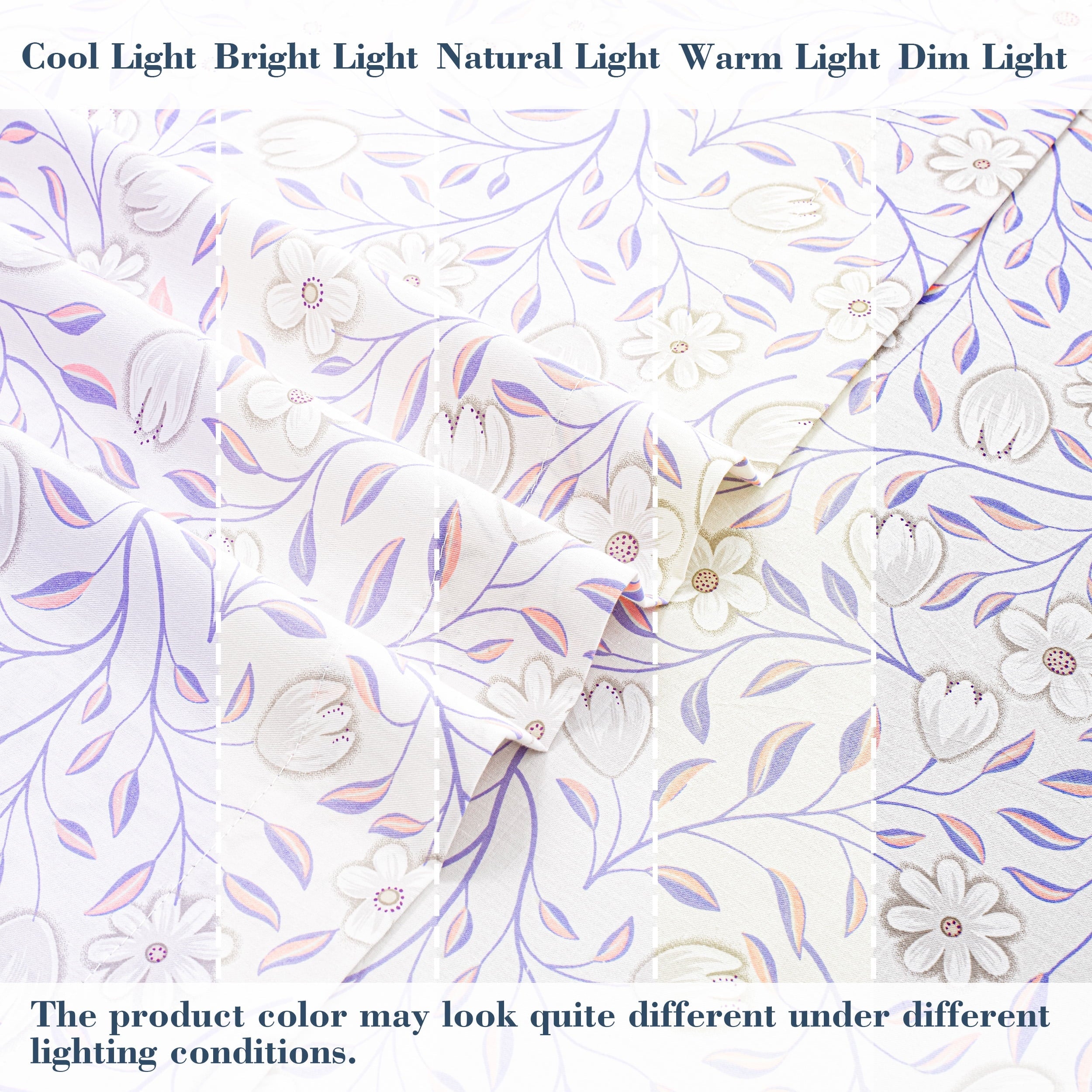 Wrinkle-Resistant 100% Cotton Full Size Sheets,4 Piece Pure Percale Bed Sheets Set Deep Pocket Fits Mattress Upto 15",floral vine pattern - Breathable Egyptian Cotton Flat & Fitted Sheets Detail