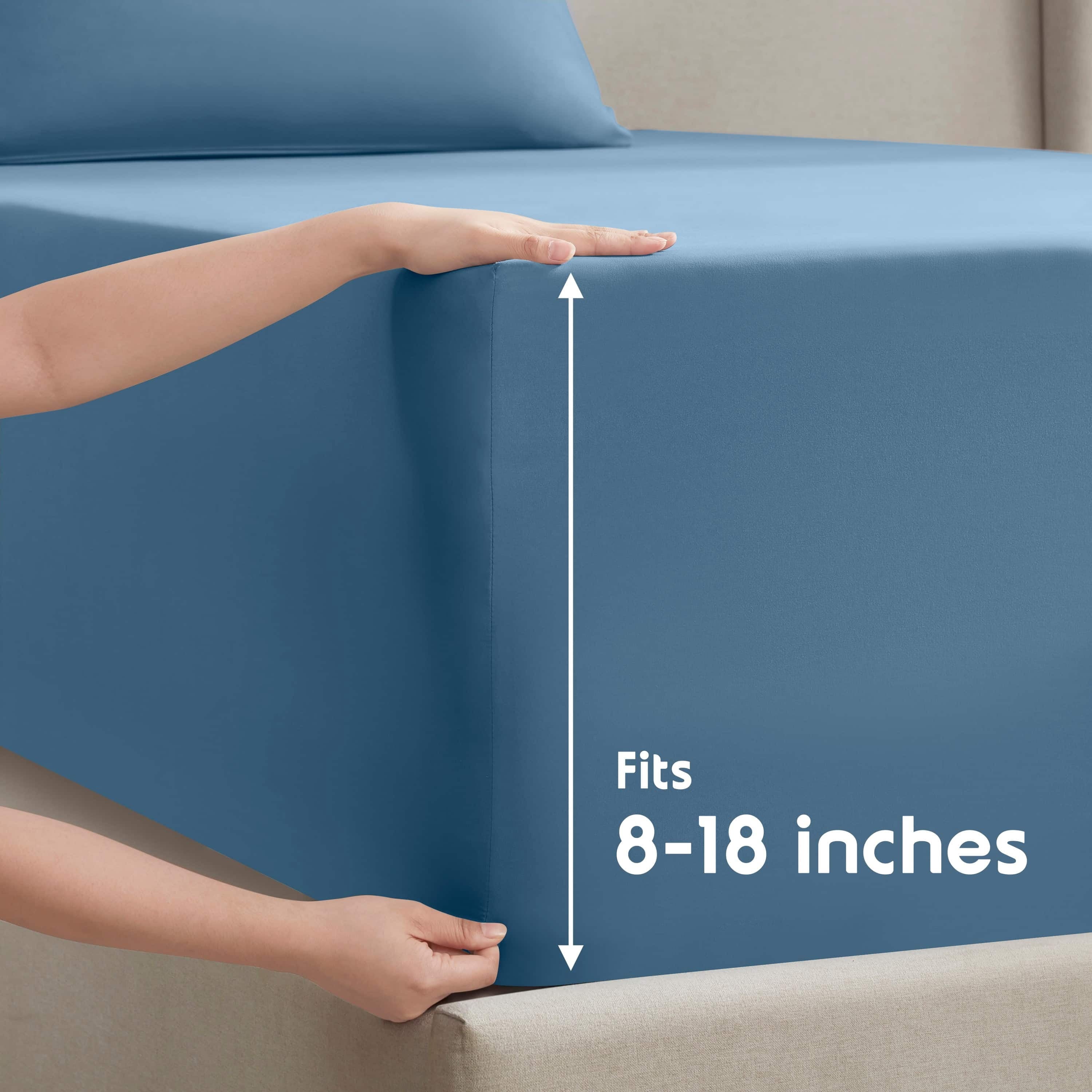 Ultra-Soft Split King Sheet Sets, Deep Pocket 5 Piece, Luxury Soft Microfiber Bed Sheet Sets, BLUE HEAVEN - Premium Ultra-Soft Pillowcase Pair for Sleeping Detail