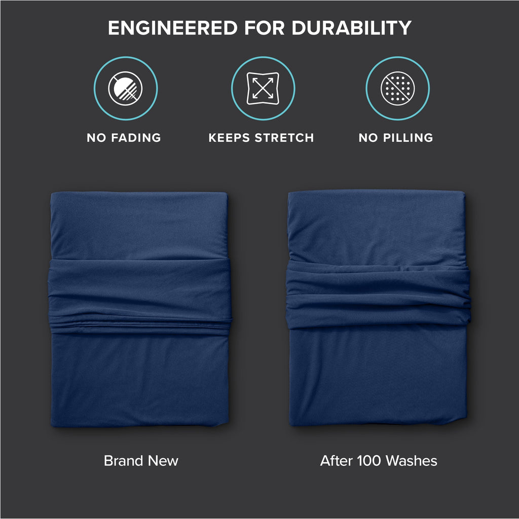 Ultra-Soft Cooling Performance Jersey Knit Stretch Sheet Set, Moisture-Wicking & Breathable, 4-Way Stretch Bed Sheets, Envelope ... - Breathable Egyptian Cotton Flat & Fitted Sheets Detail
