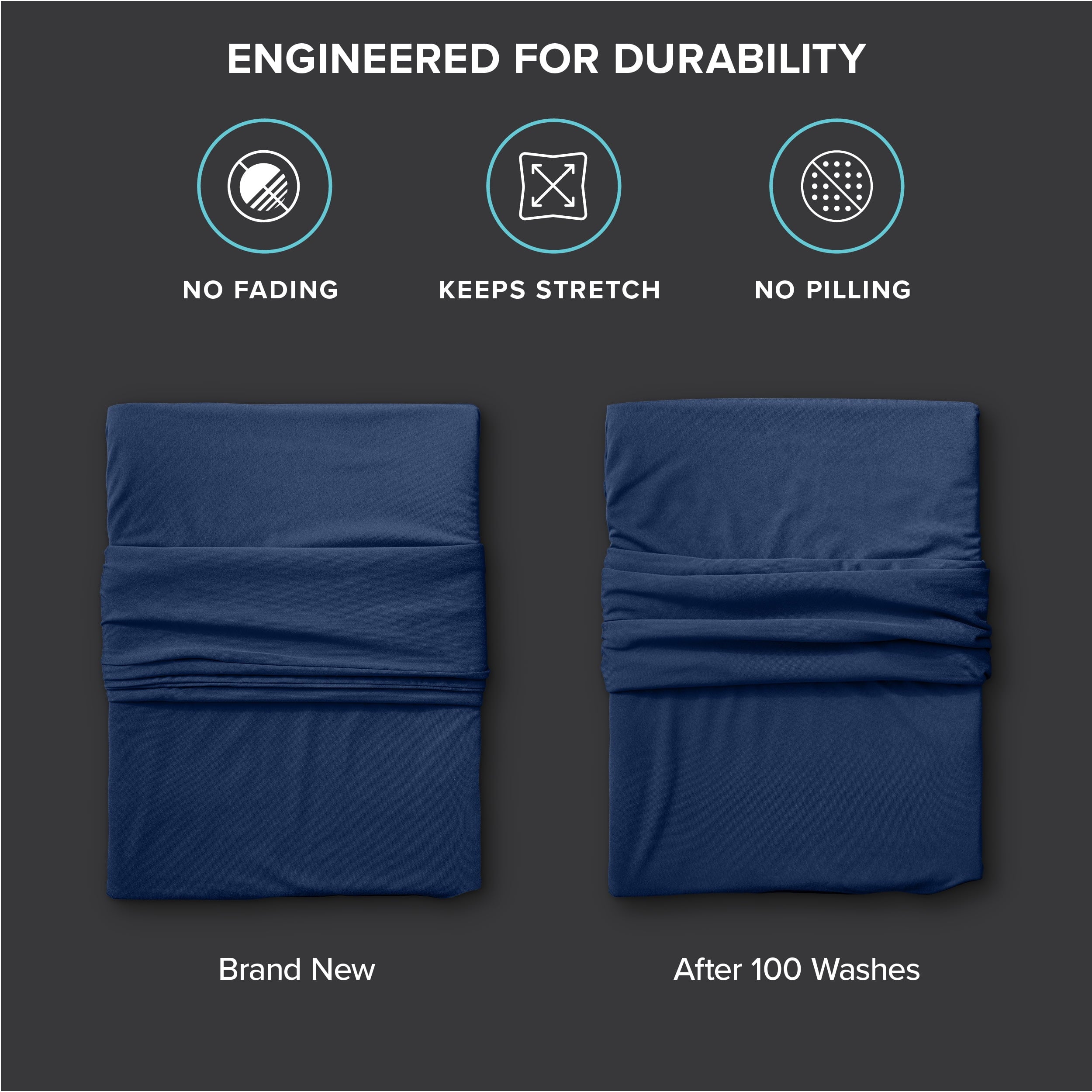 Ultra-Soft Cooling Performance Jersey Knit Stretch Sheet Set, Moisture-Wicking & Breathable, 4-Way Stretch Bed Sheets, Envelope ... - Breathable Egyptian Cotton Flat & Fitted Sheets Detail
