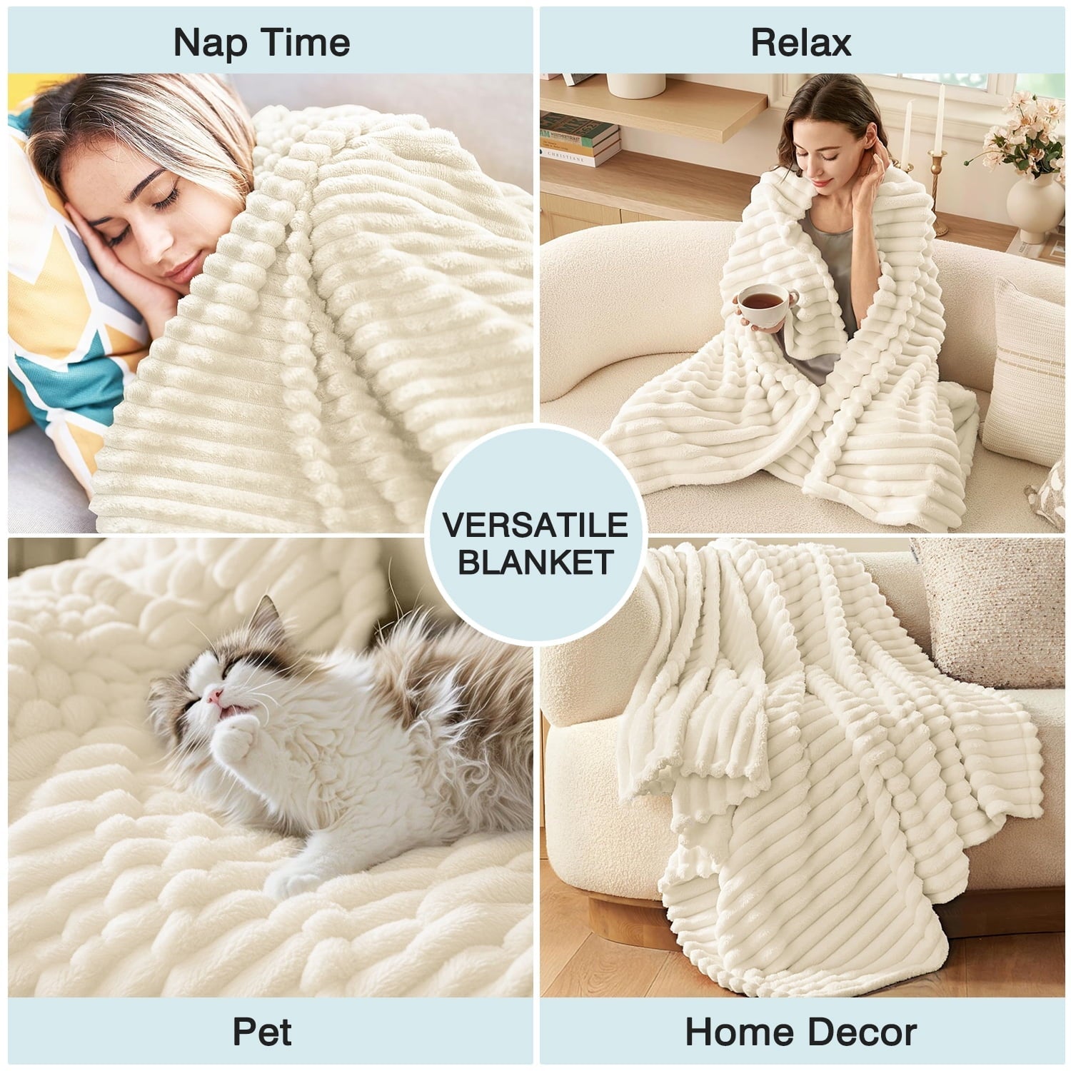 Lightweight Warm Extra Soft with Strip, Plush Fuzzy Cozy Bed s and s for Couch,Bed,Sofa,Lightweight and Versatile s for Office Bedroom... - Lightweight Plush Warm Blanket for All Seasons Detail
