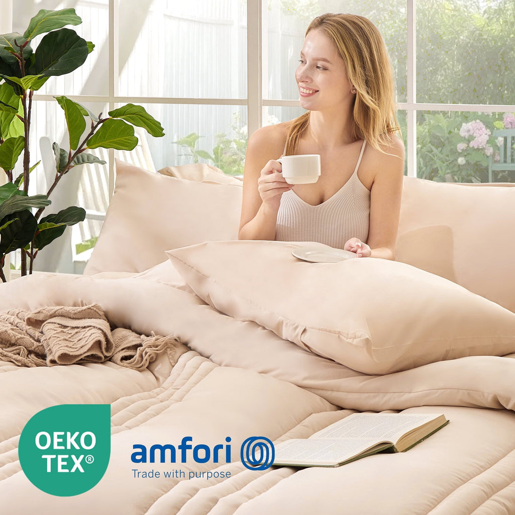 Fluffy Down Alternative Twin Comforter Set 5 Pieces,Bed in a Bag, Bedding Set with Comforter,Fitted Sheet,Flat Sheet,Pillowcase, All Season - Hypoallergenic Ultra-Fluffy Quilt for Winter Detail