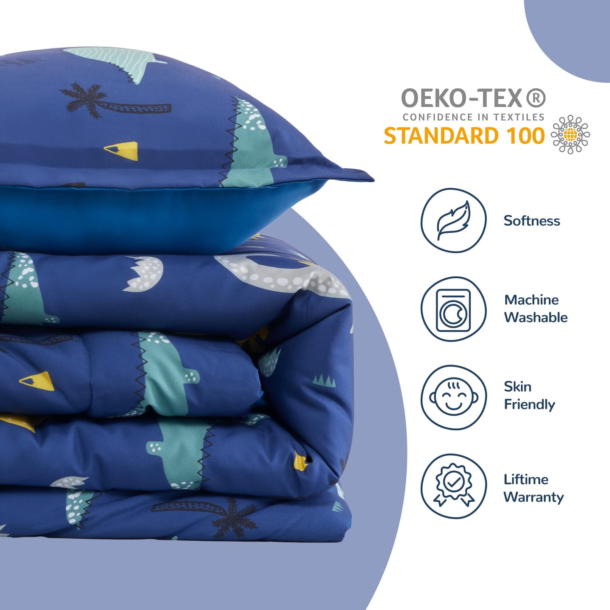 Fluffy Down Alternative Kids Bedding Comforter Set Twin/Twin Xl Size - Super Soft & Cute Printed 2-Piece Comforter Set All Seasons for Boys, ... - All-Season Down Alternative Comforter Insert Detail