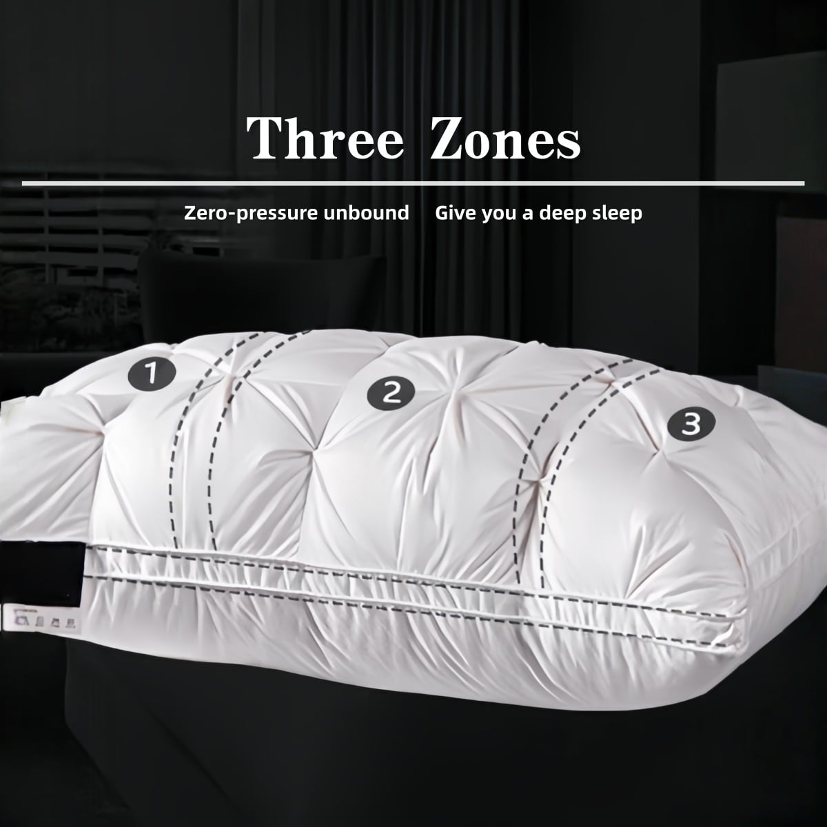 Orthopedic Support 2-Pack 3-Line Grid Bed Pillow (20.1" x 13.97") - Soft, Breathable and Hypoallergenic - Decorative Throw Pillow Cushion for Sofa & Bed Detail