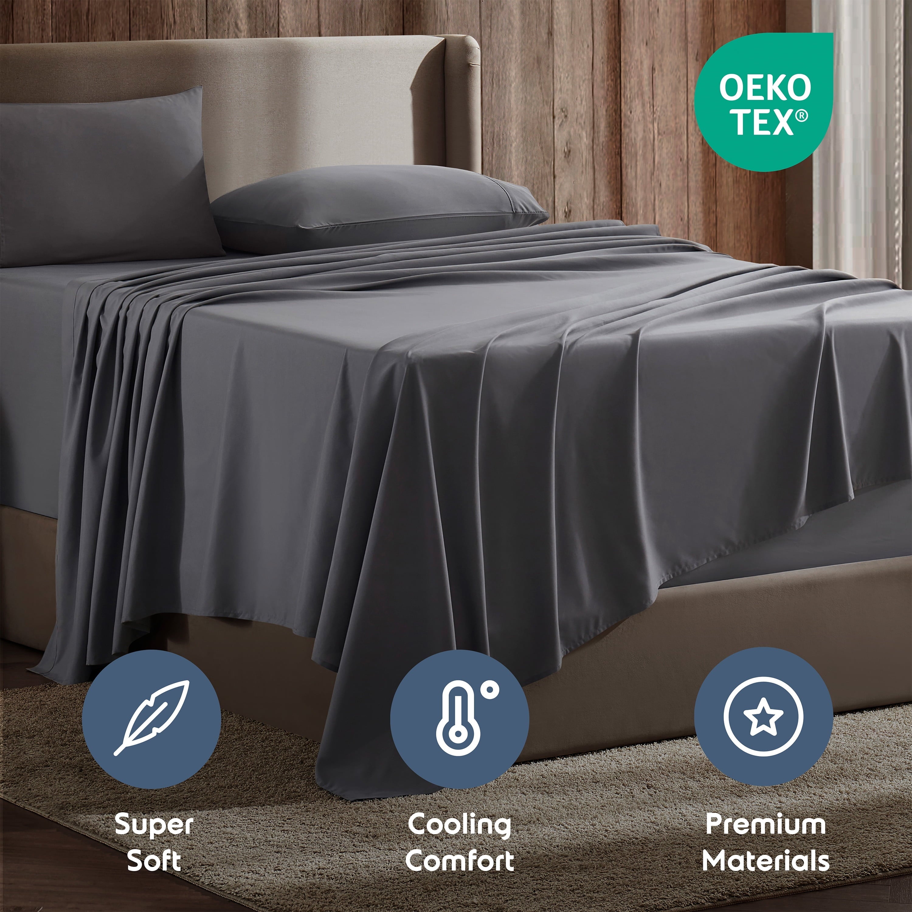Wrinkle-Resistant Queen Sheets Set, 1800 Series Extra Deep Pocket Sheets Queen Soft Microfiber Bed Sheets, 4 Piece Queen Sheet sets - Premium Ultra-Soft Pillowcase Pair for Sleeping Detail