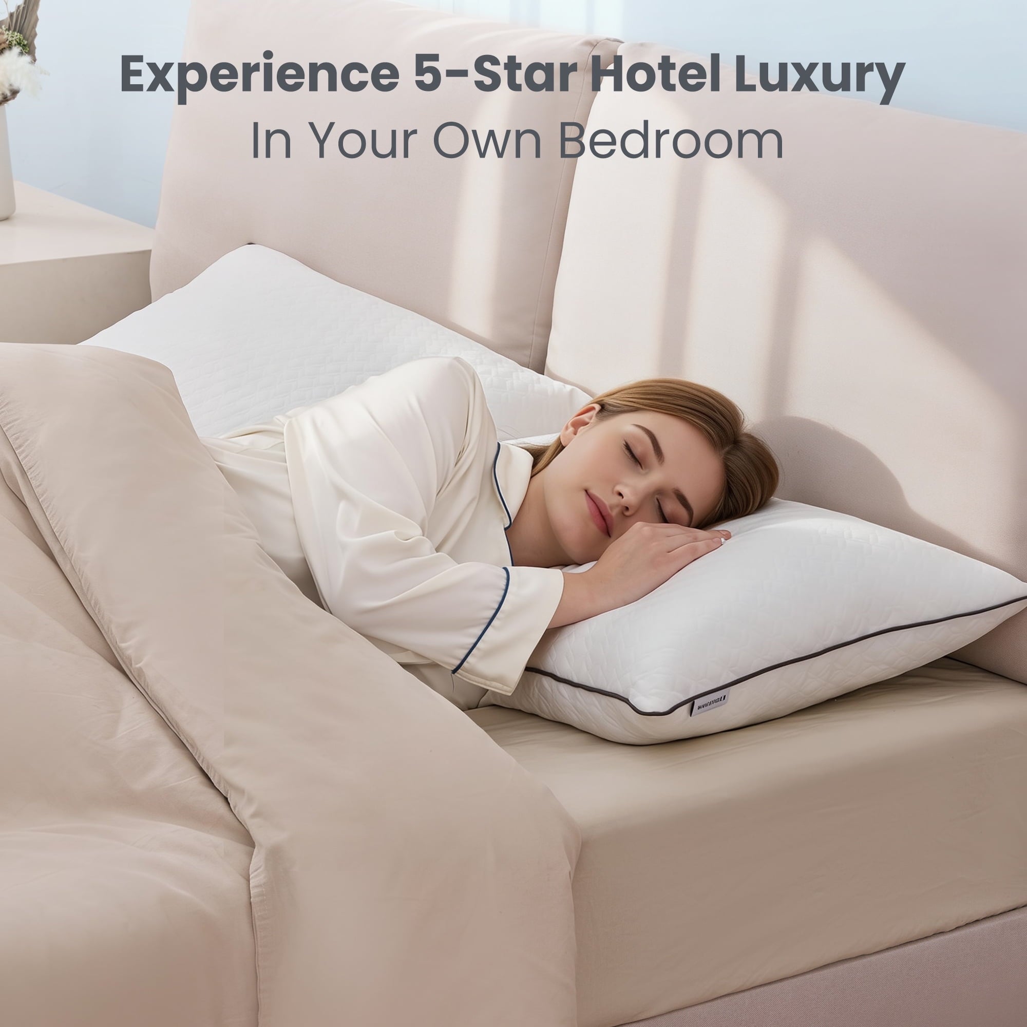 Hotel Collection Bed Pillows Hotel Collection Luxury Down Alternative Pillow for Beds 2 Pack, Medium Support for Side & Back Sleepers ... - Decorative Throw Pillow Cushion for Sofa & Bed Detail