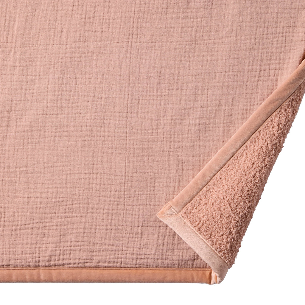 Decorative Knitted Gauze Reverse to Cozy Knit Super Soft Throw Blanket, Oversized, Antique Blush - Super Soft Reversible Sherpa Flannel Blanket Detail
