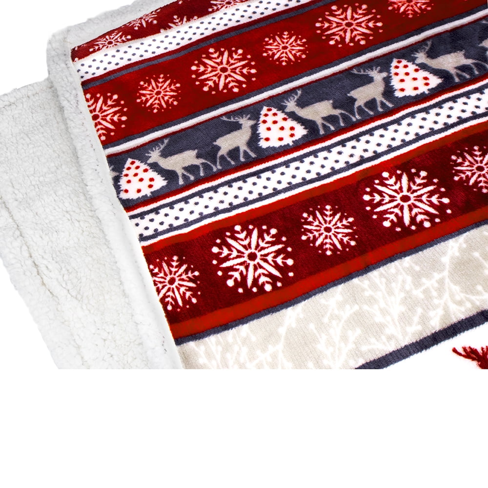 Cozy Fleece Premium Plush Sherpa Throw Christmas Blanket | Soft, Warm, Cozy, Reversible Microfiber Winter Cabin Throw | Plaid Hol... - Super Soft Reversible Sherpa Flannel Blanket Detail