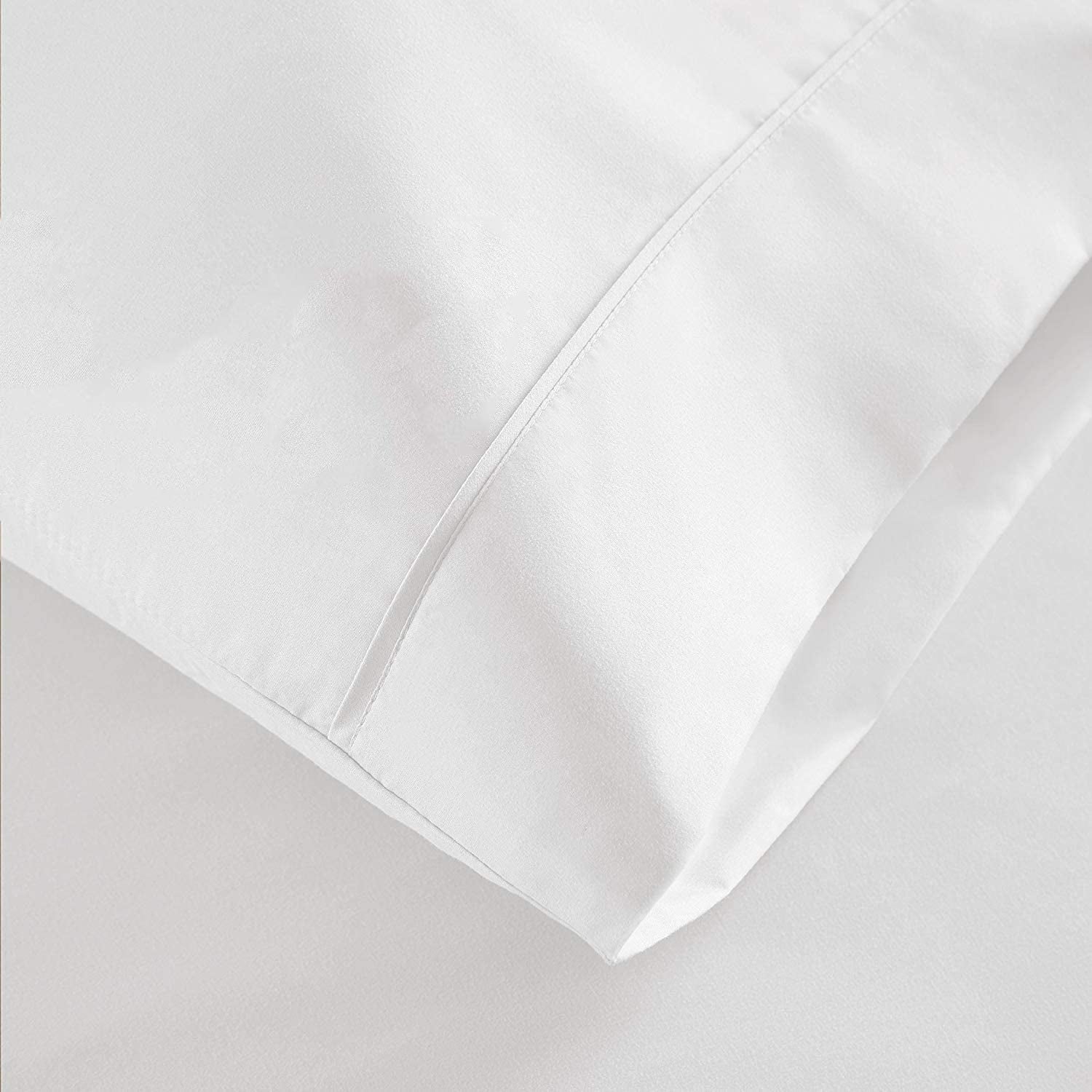 Ultra-Soft 100% Cotton Hospital Bedsheets Set - 1 Flat Sheet, 1 Fitted Sheet (10" Inch) Deep Pocket, 1 Pillowcase, Best & Comfor... - Premium Ultra-Soft Pillowcase Pair for Sleeping Detail