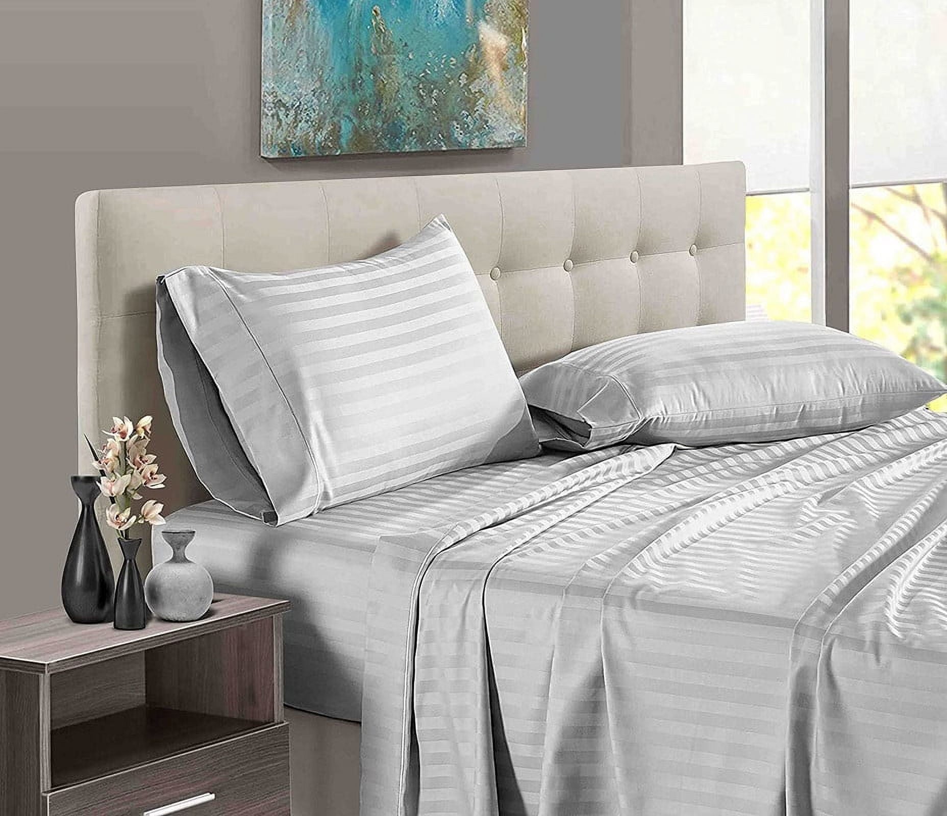 Cooling Sateen 4 Piece 100% Egyptian Cotton Bed Sheets Set - Luxury Soft & Sheets - Deep Pocket of 16" Inch - Hotel Style Silky Bedd... - Premium Ultra-Soft Pillowcase Pair for Sleeping - Default Title