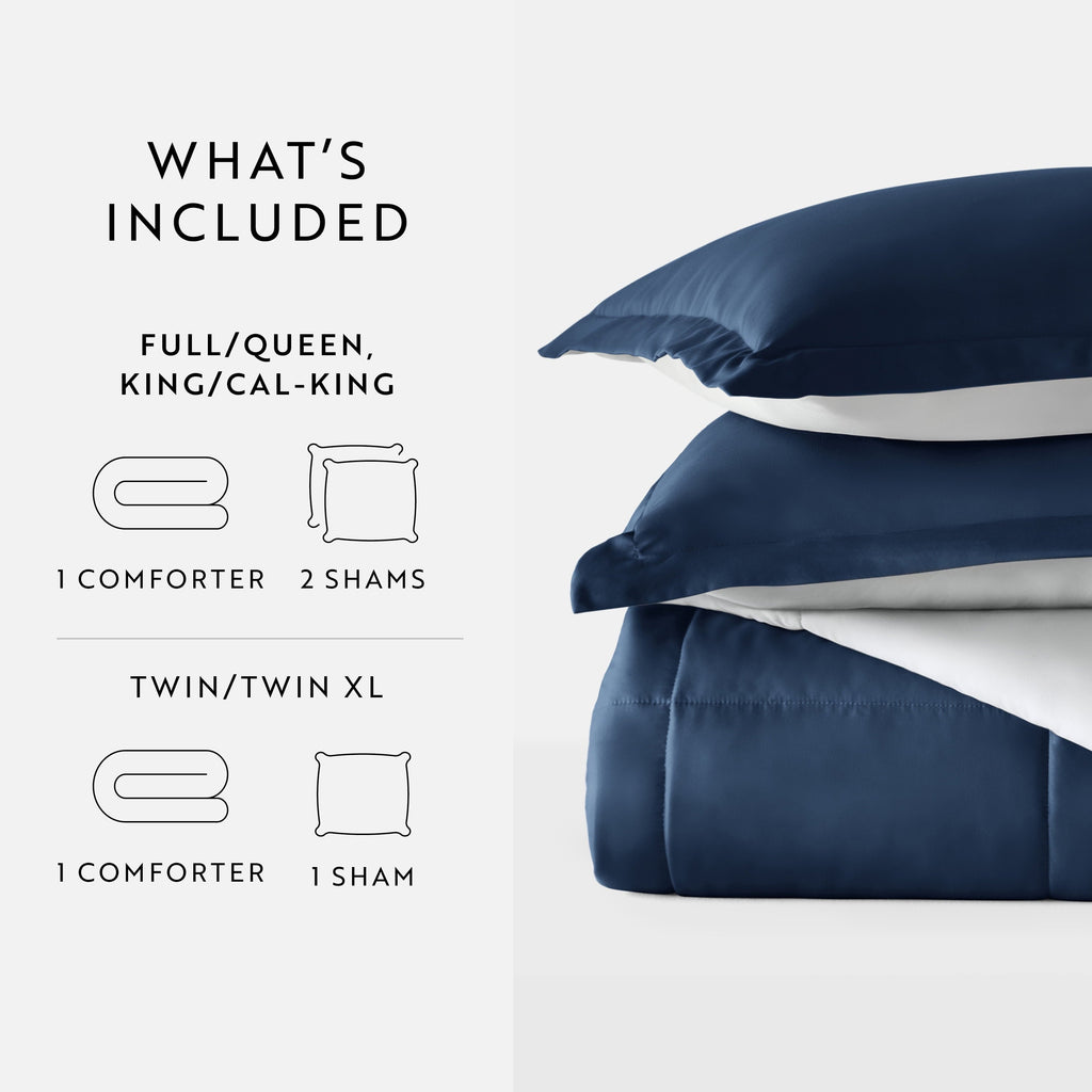 Luxurious Quilted 2-Piece Navy & Gray Reversible Down Alternative Comforter Set, Twin/Twin XL - Hypoallergenic Ultra-Fluffy Quilt for Winter Detail