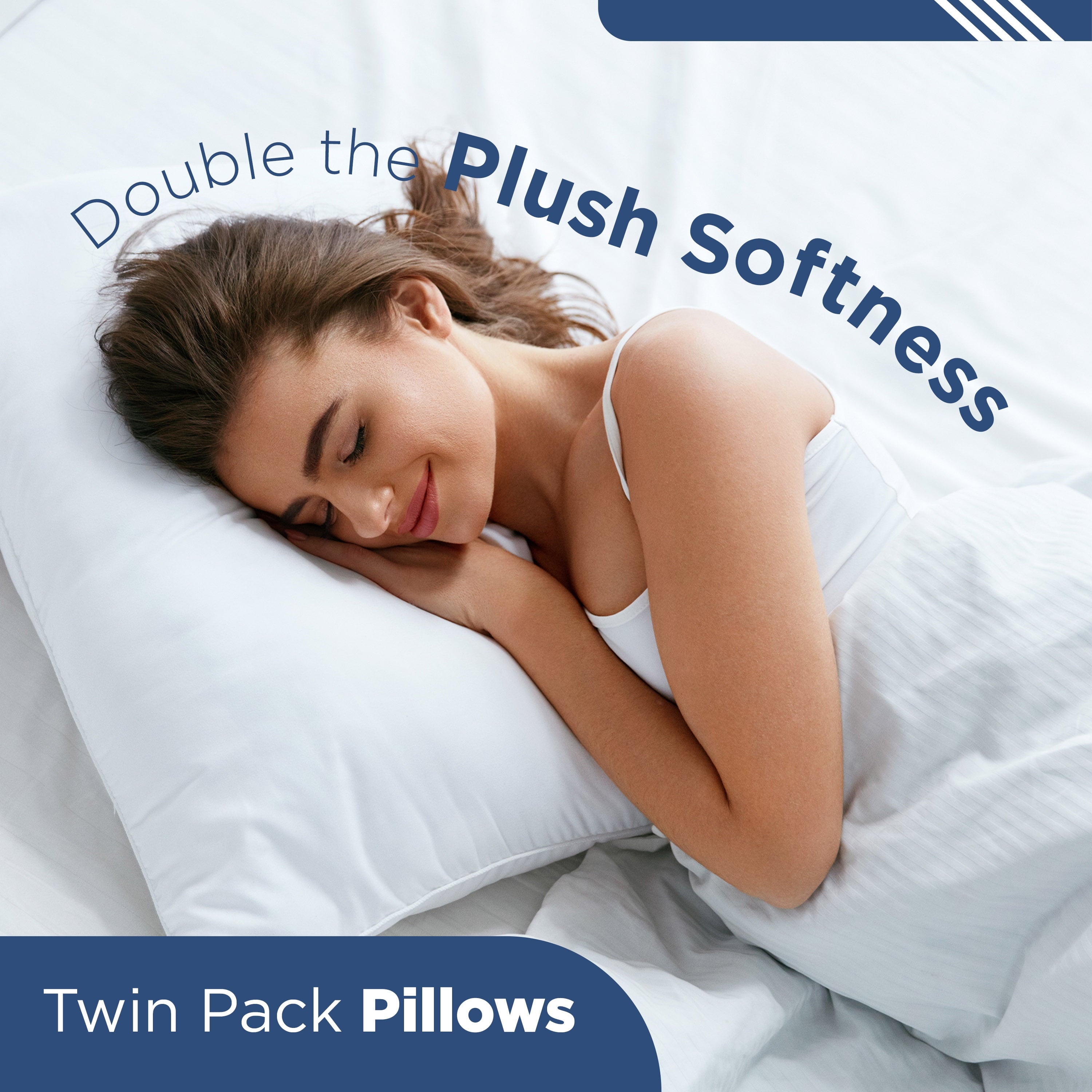 Hotel Collection 2-Pack Down Alternative White Bed Pillows, Standard - Orthopedic Shredded Foam Bed Pillow Set Detail