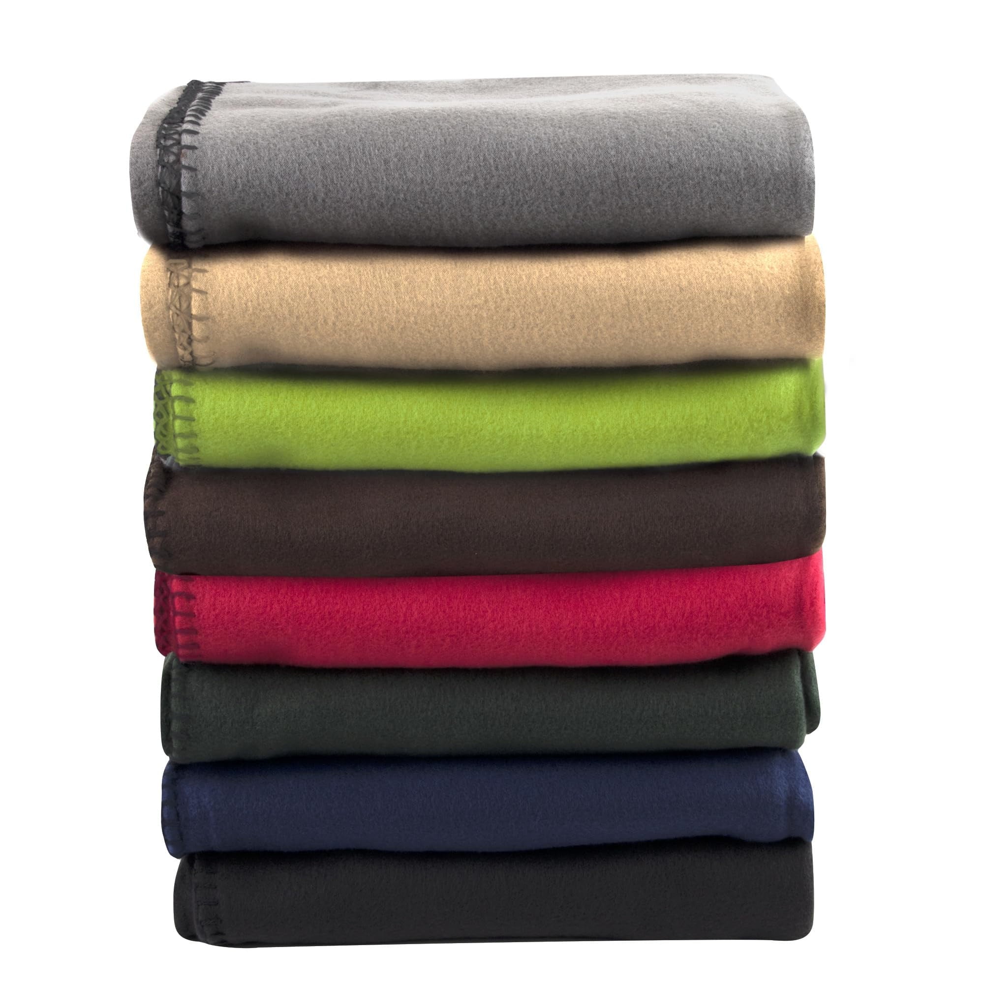 Lightweight Warm 24 pack Trail maker 60”L x 50”W Solid Color Hypoallergenic Fleece Throw Blankets in Assorted Colors - Super Soft Reversible Sherpa Flannel Blanket Detail