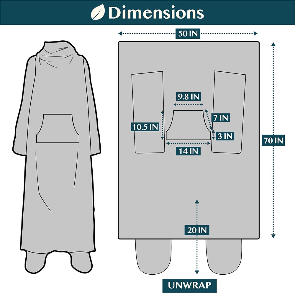 Lightweight Warm Fleece Blanket with Sleeves, Foot Pockets for Women Men Adults, Plush Wearable Blanket Throw Wrap, Warm Snuggle Blank... - Luxury Knitted Decorative Throw Blanket with Fringes Detail