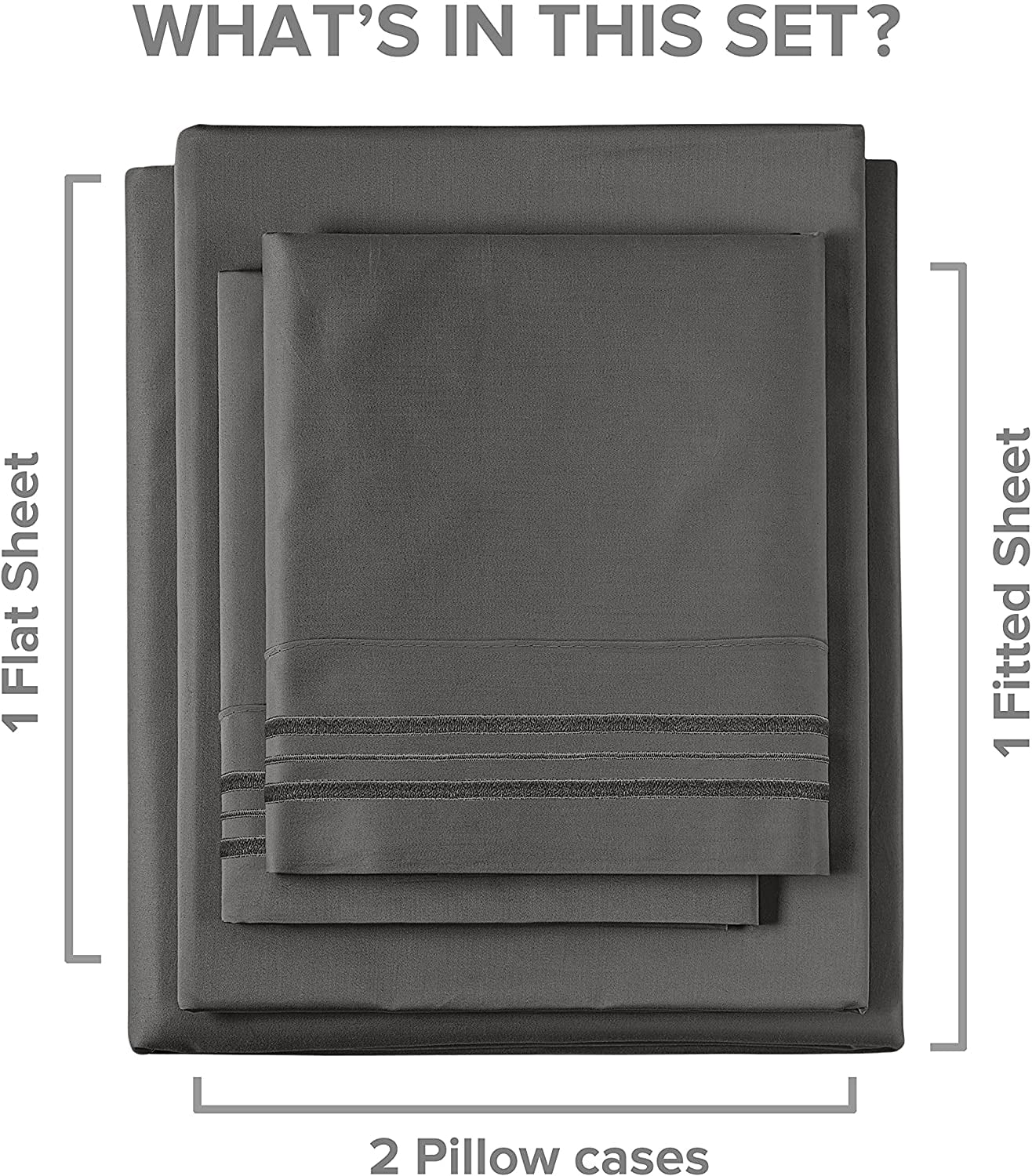 Cooling Sateen 4-Piece Extra Deep Pocket Sheet Set - Full Size Breathable & Cooling Bed Sheets Fits 18"-24" Mattresses, Gray - Cooling Hotel Quality Bedding Sheets and Pillowcases Detail