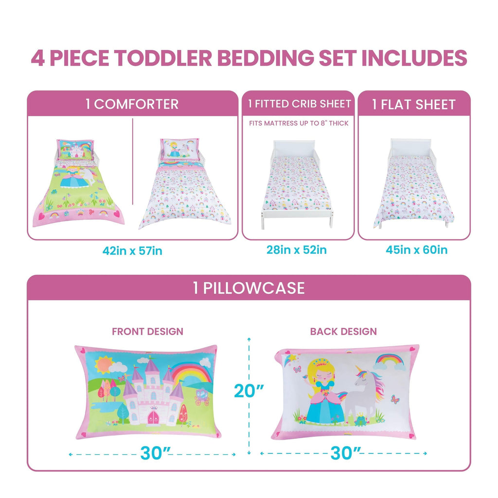 Heavyweight Warmth Princess Toddler Bedding Set for Girls - 4-Piece Toddler Bed Comforter Sets for Girls, Reversible Comforter & Pillowc... - All-Season Down Alternative Comforter Insert Detail