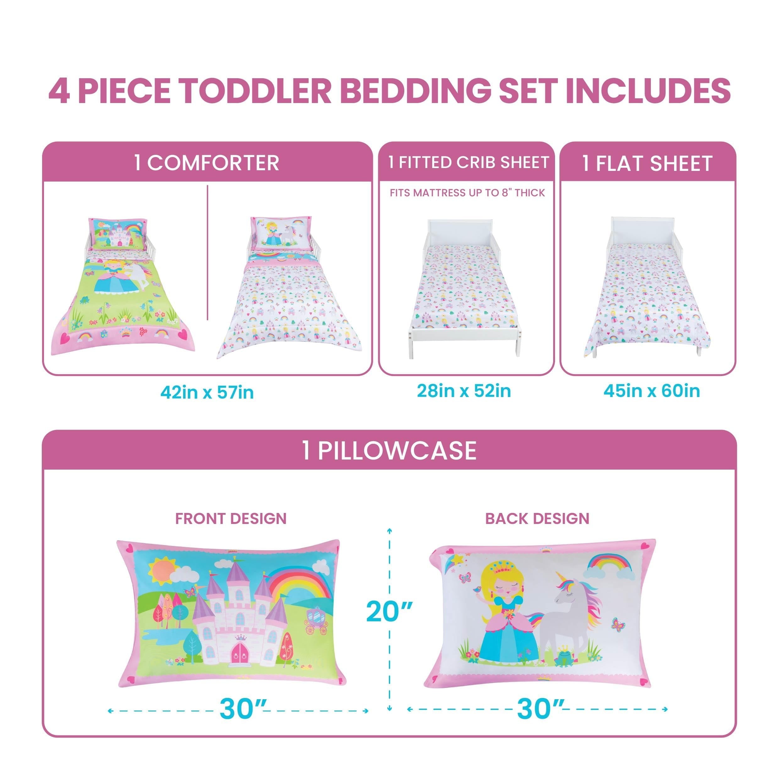 Heavyweight Warmth Princess Toddler Bedding Set for Girls - 4-Piece Toddler Bed Comforter Sets for Girls, Reversible Comforter & Pillowc... - All-Season Down Alternative Comforter Insert Detail