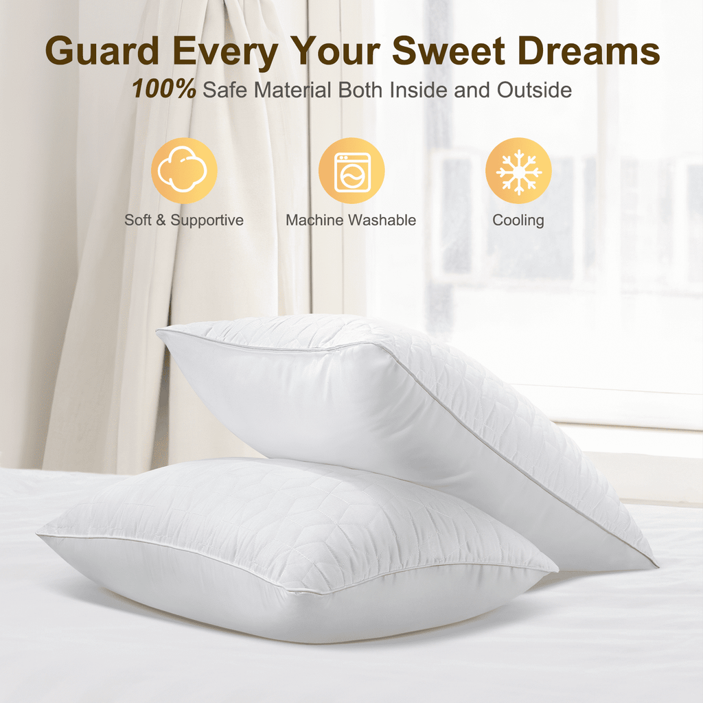 Fluffy Shredded Bed Pillows Queen Size Set of 2, Hotel Gusseted Pillows for Sleeping, Alternative to Down Pillows, Soft Supportive & ... - Hotel Quality Plush Sleeping Pillows Detail