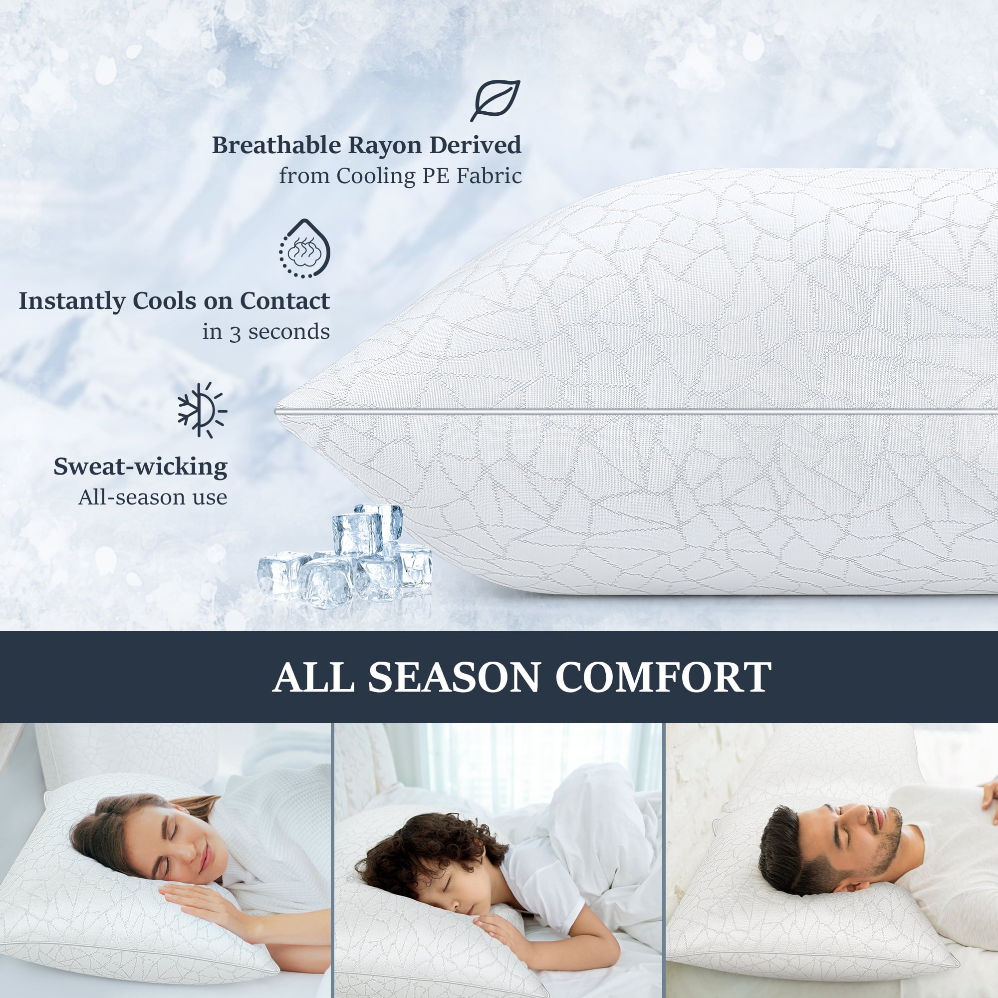 Ergonomic Memory Foam Queen Size Bed Pillows 1-Pack,2.2lb High Quality Down Alternative Filled,3D Breathable Cover,Hotel Collection Pillows... - Hotel Quality Plush Sleeping Pillows Detail