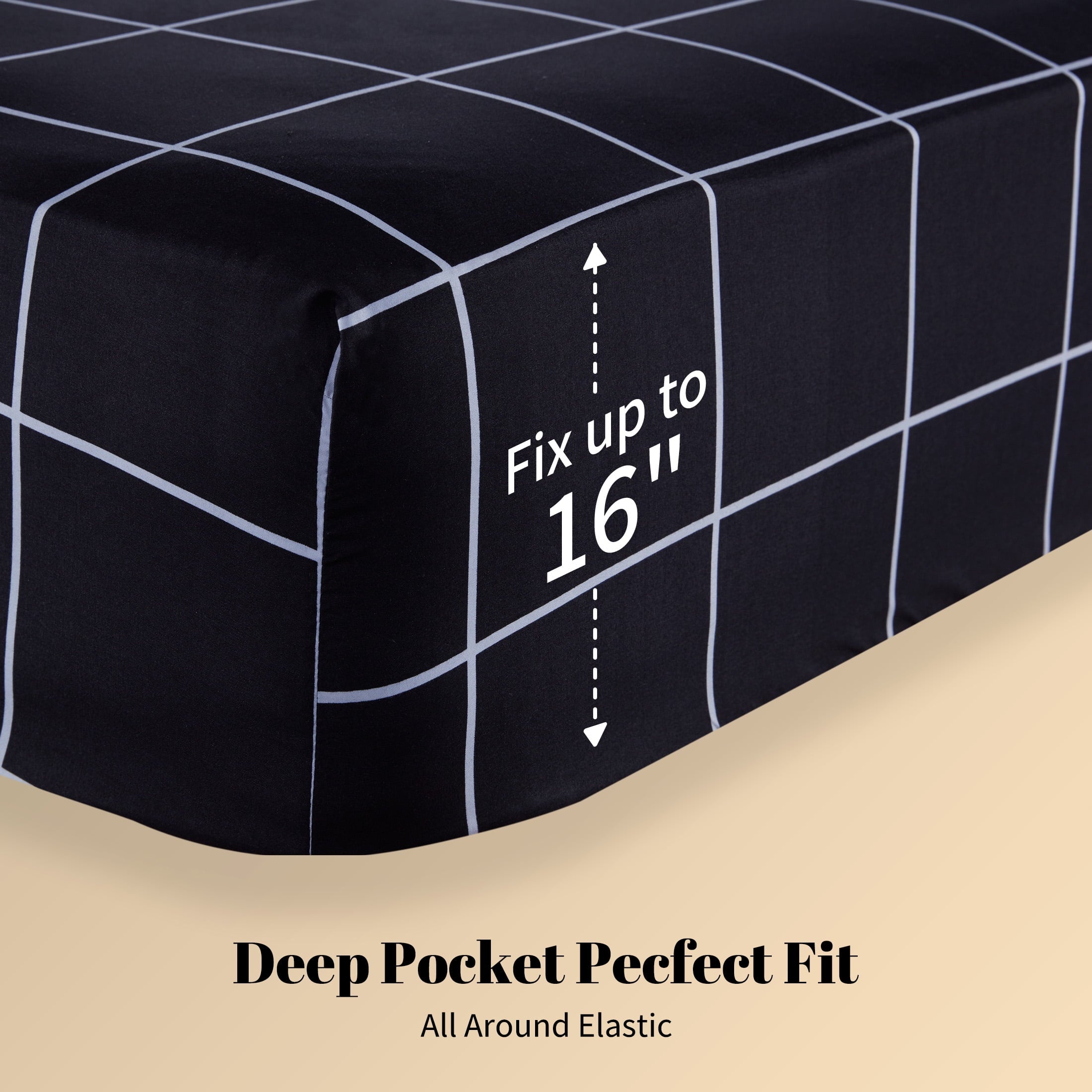 Cooling Sateen Full Bed Sheet Set, 4 Pieces Breathable & Super Soft, Easy Care Printed Microfiber with Deep Pocket & Envelope Closur... - Luxury Bed Sheet Set with Deep Pockets Detail