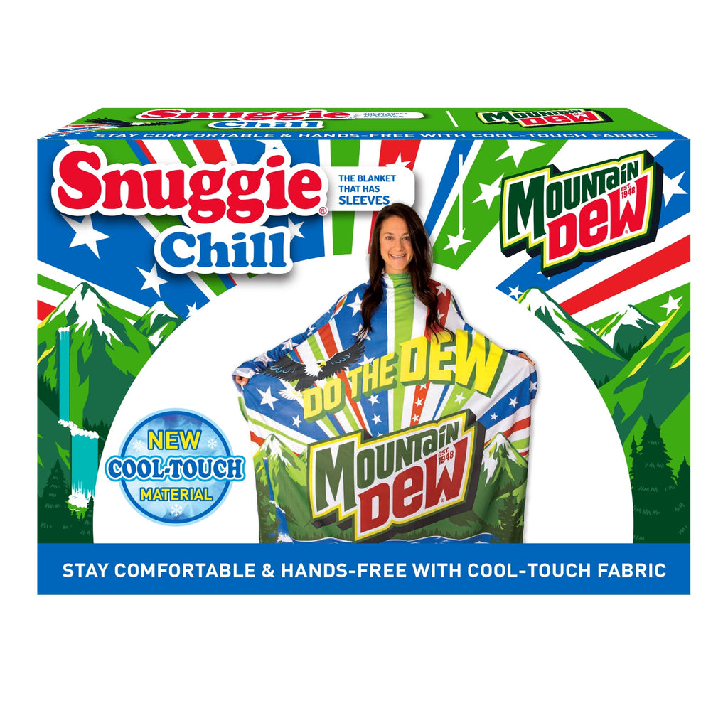 Decorative Knitted Chill Wearable Blanket with Sleeves in Cool Touch Fabric, Mountain Dew Red White & Dew Americana - Super Soft Reversible Sherpa Flannel Blanket Detail
