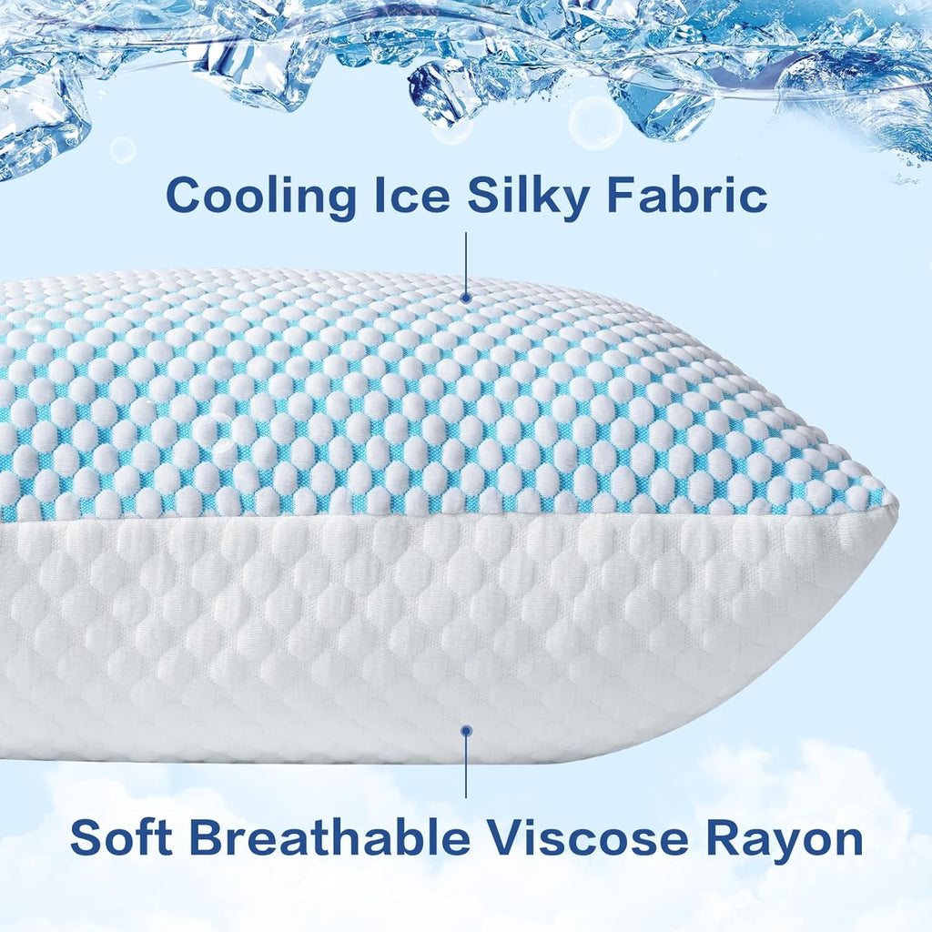 Orthopedic Support 2 Pack Cooling Pillow for Sleeping, Memory Foam Pillows Cool Bed Pillows Hotel Reversible Pillow with Washable Remova... - Orthopedic Shredded Foam Bed Pillow Set Detail
