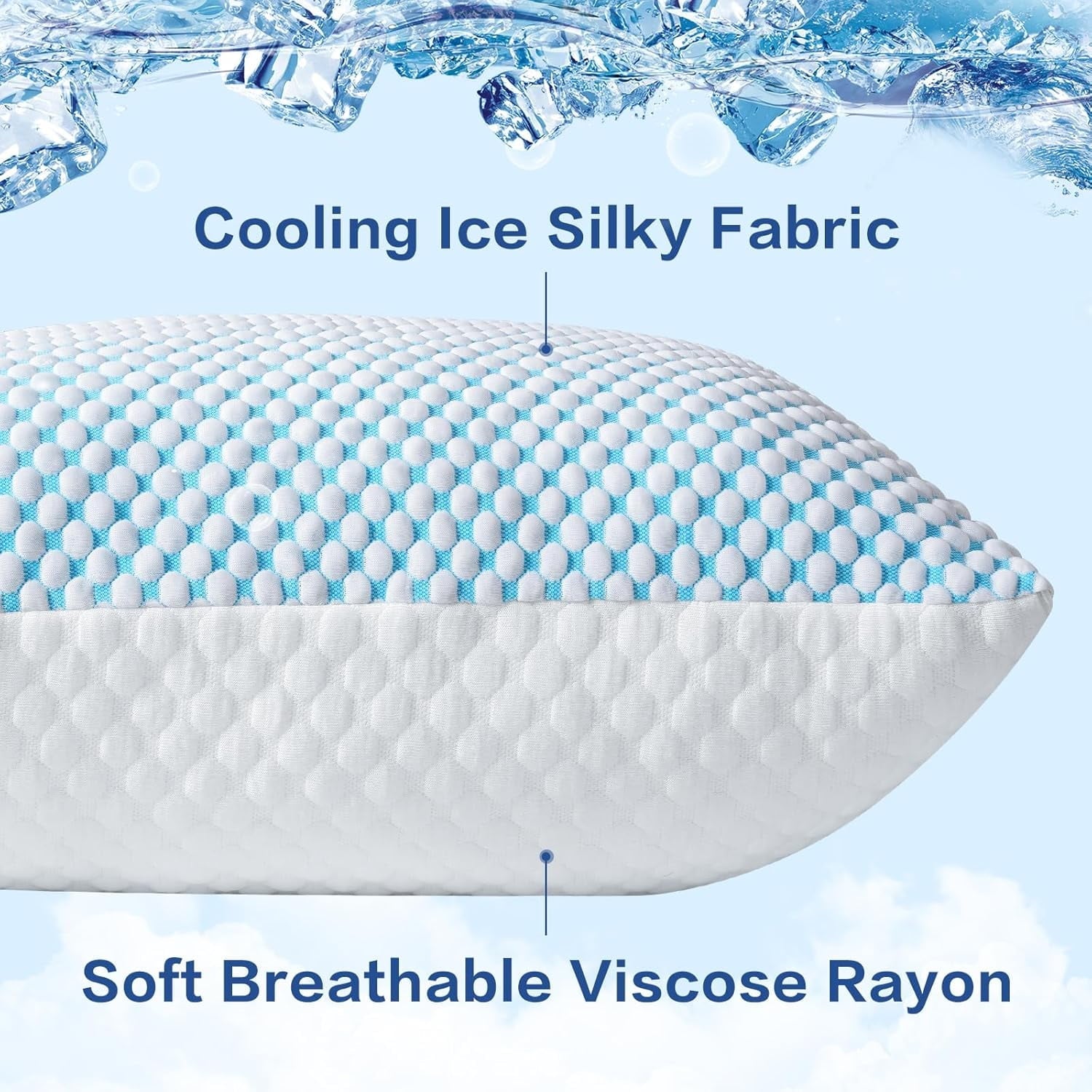 Orthopedic Support 2 Pack Cooling Pillow for Sleeping, Memory Foam Pillows Cool Bed Pillows Hotel Reversible Pillow with Washable Remova... - Orthopedic Shredded Foam Bed Pillow Set Detail