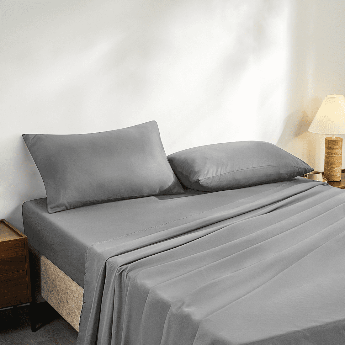 Cooling Sateen Full Size Bed Sheets, 4 Piece Sheets 14” Deep Pocket Sheet & Pillowcase Sets Soft Microfiber Luxury Bedding Fitted Sh... - Luxury Bed Sheet Set with Deep Pockets Detail